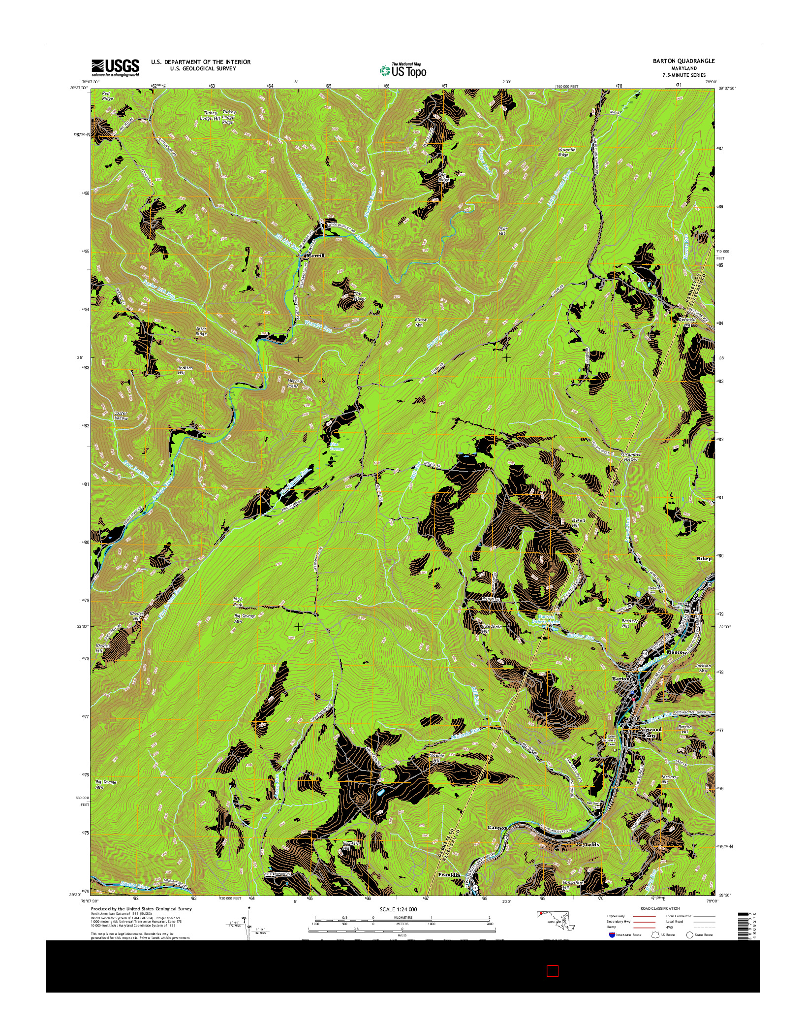 USGS US TOPO 7.5-MINUTE MAP FOR BARTON, MD 2016