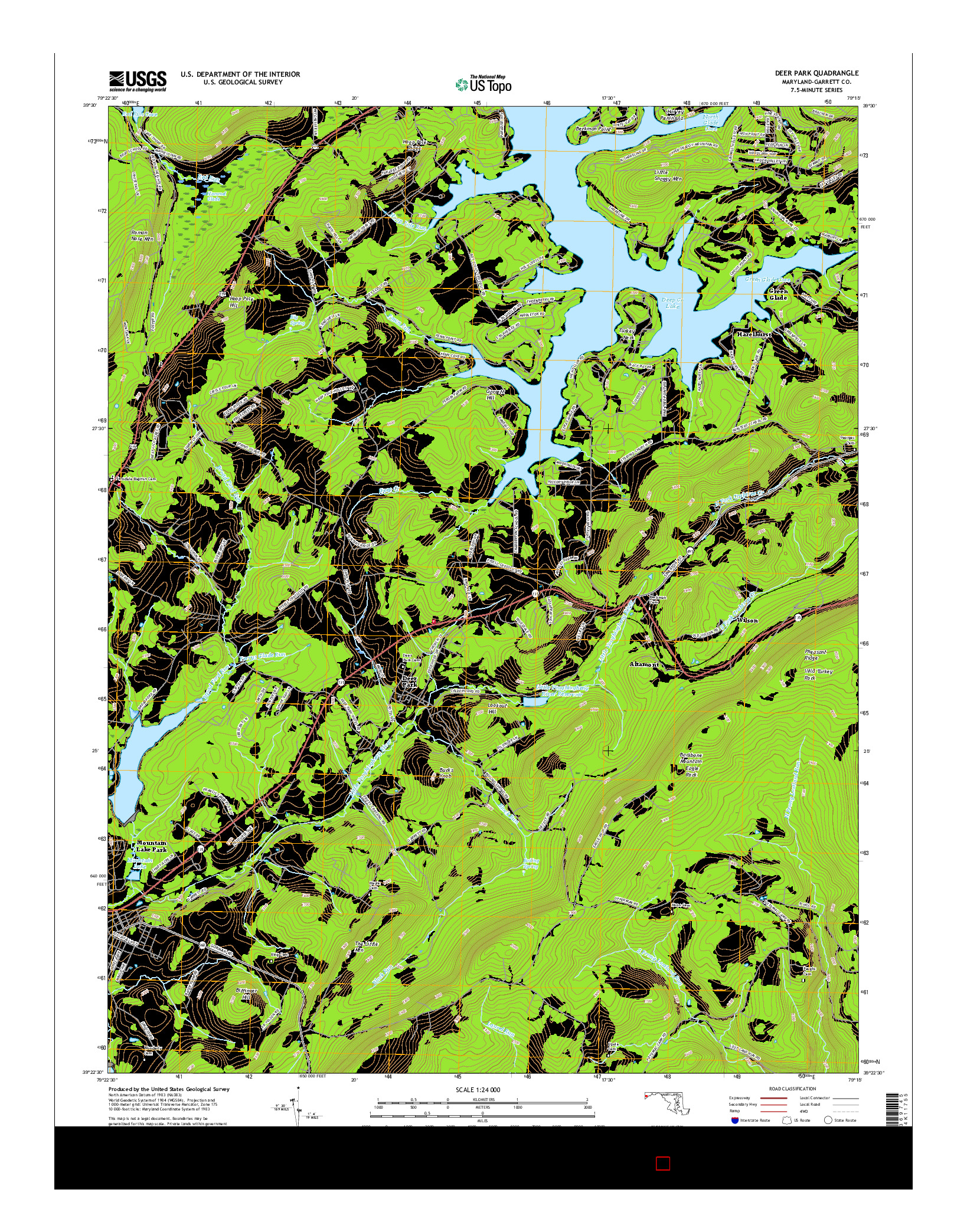 USGS US TOPO 7.5-MINUTE MAP FOR DEER PARK, MD 2016