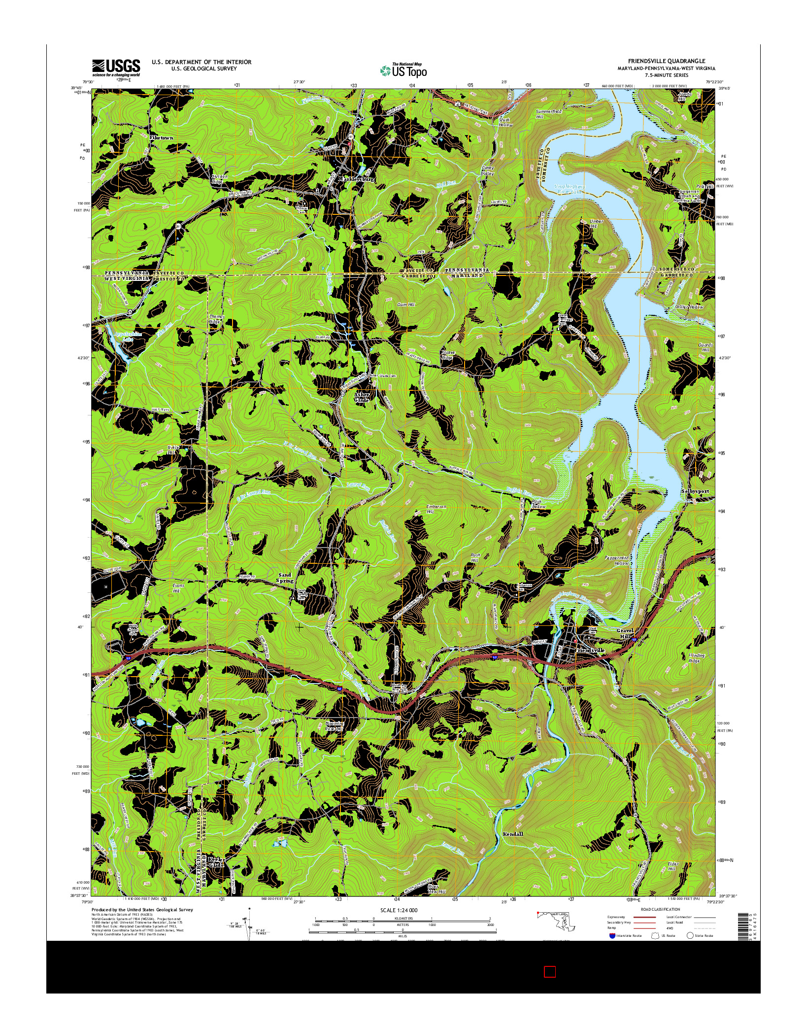 USGS US TOPO 7.5-MINUTE MAP FOR FRIENDSVILLE, MD-PA-WV 2016