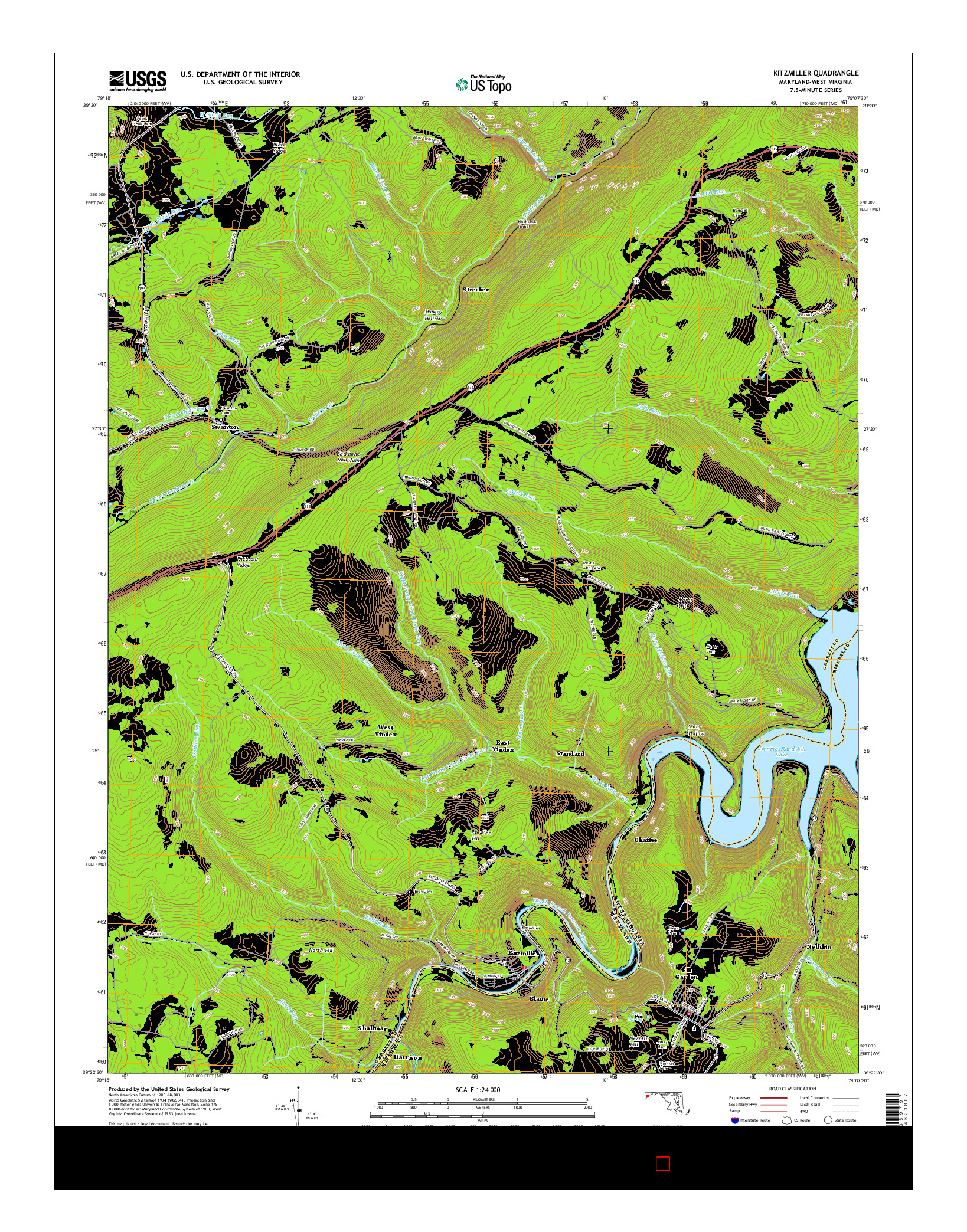 USGS US TOPO 7.5-MINUTE MAP FOR KITZMILLER, MD-WV 2016