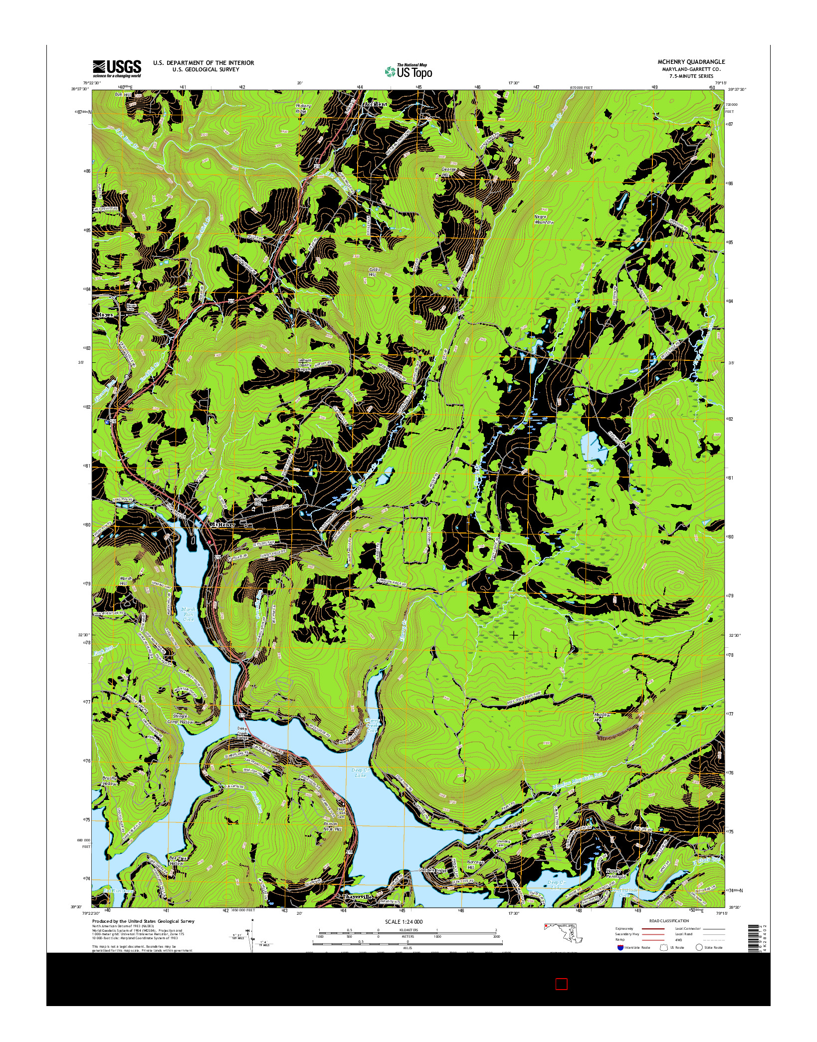 USGS US TOPO 7.5-MINUTE MAP FOR MCHENRY, MD 2016