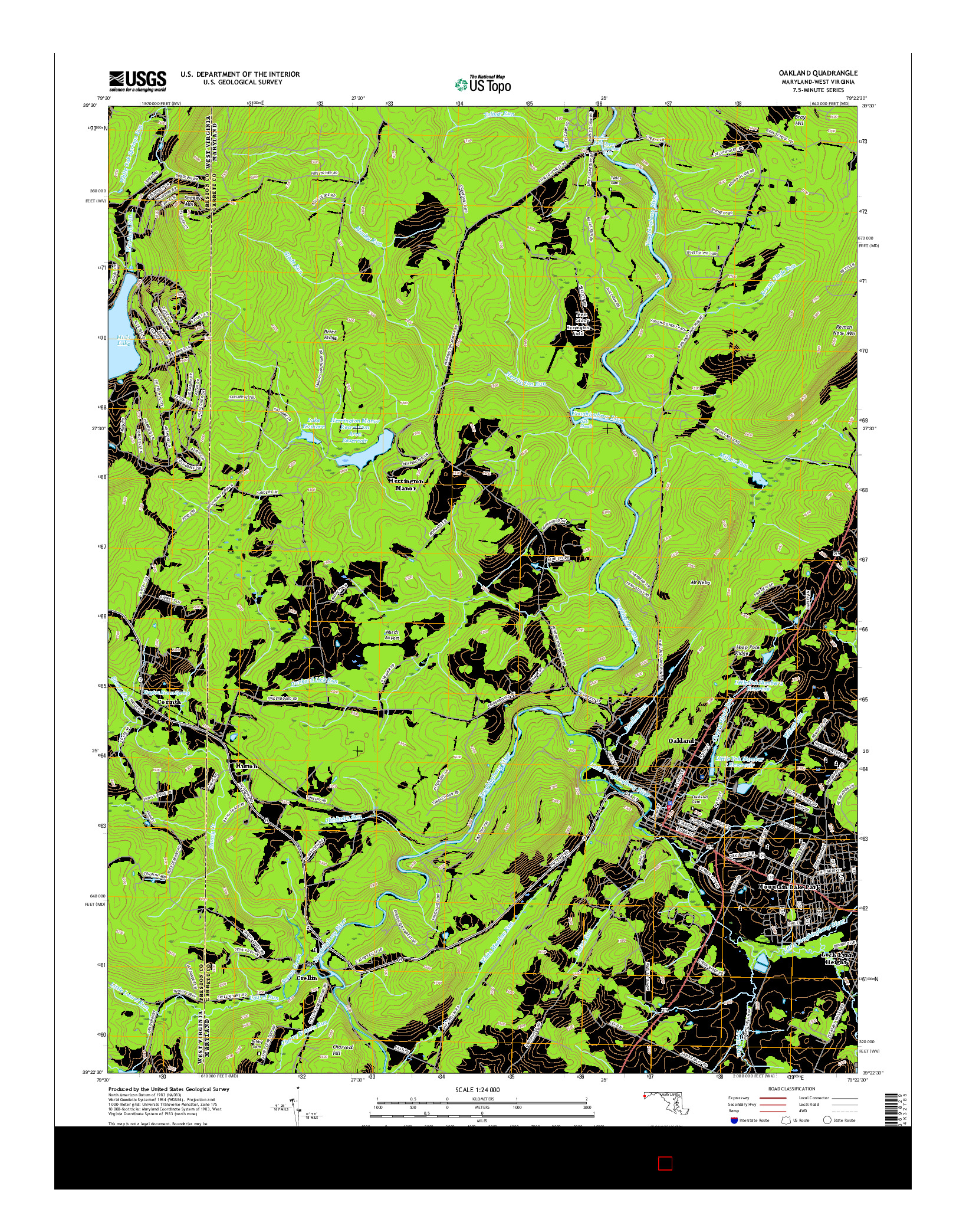 USGS US TOPO 7.5-MINUTE MAP FOR OAKLAND, MD-WV 2016