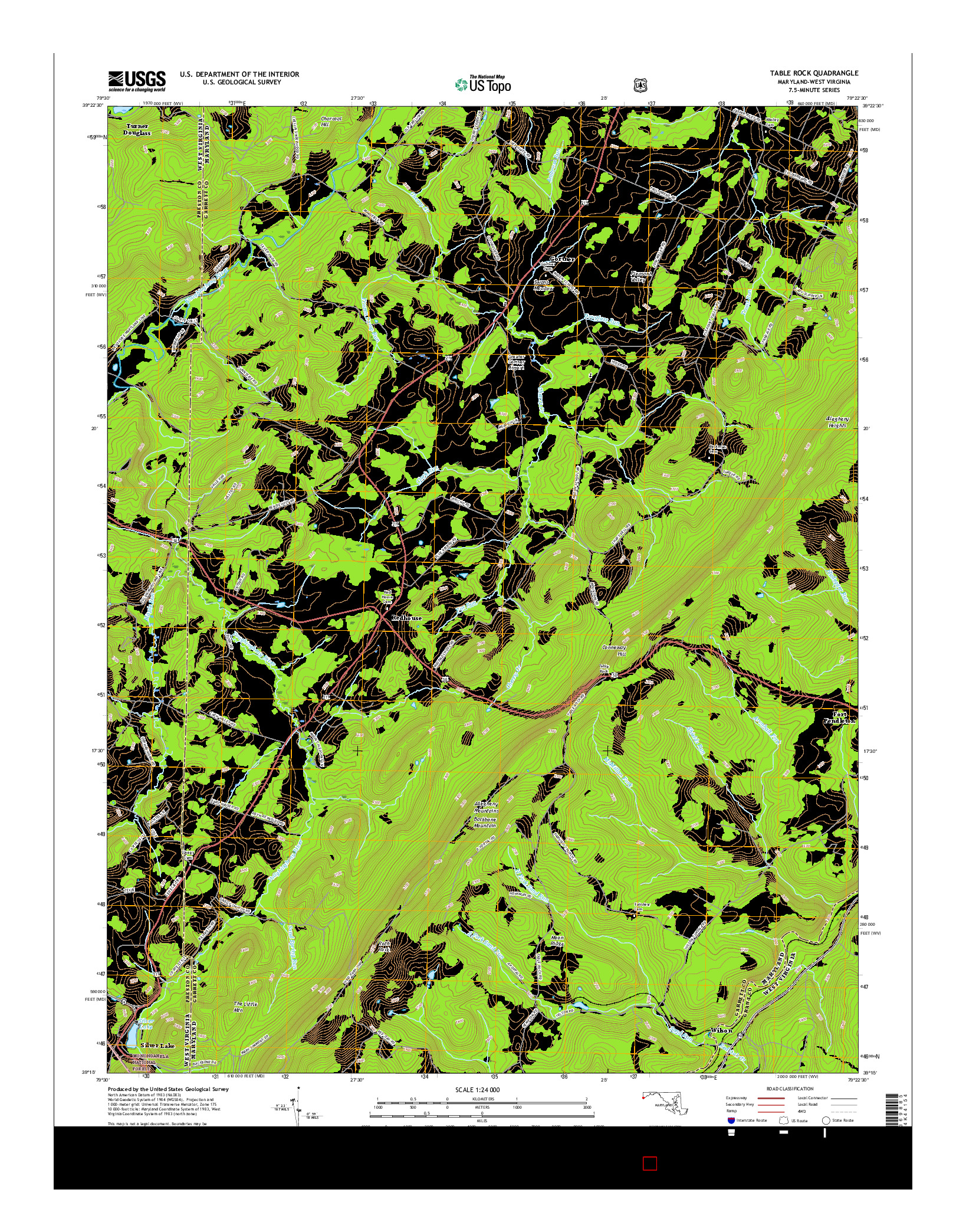 USGS US TOPO 7.5-MINUTE MAP FOR TABLE ROCK, MD-WV 2016