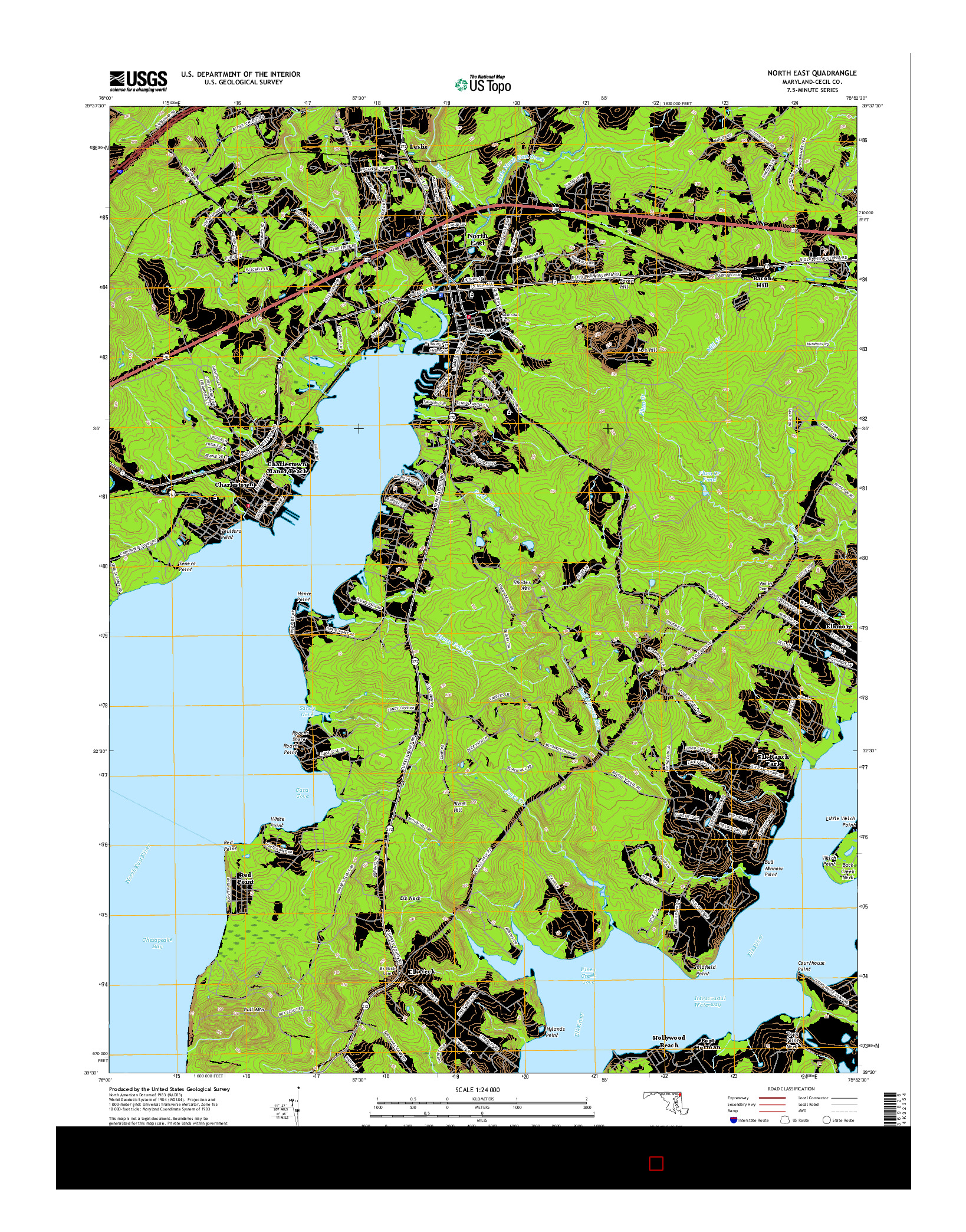 USGS US TOPO 7.5-MINUTE MAP FOR NORTH EAST, MD 2016