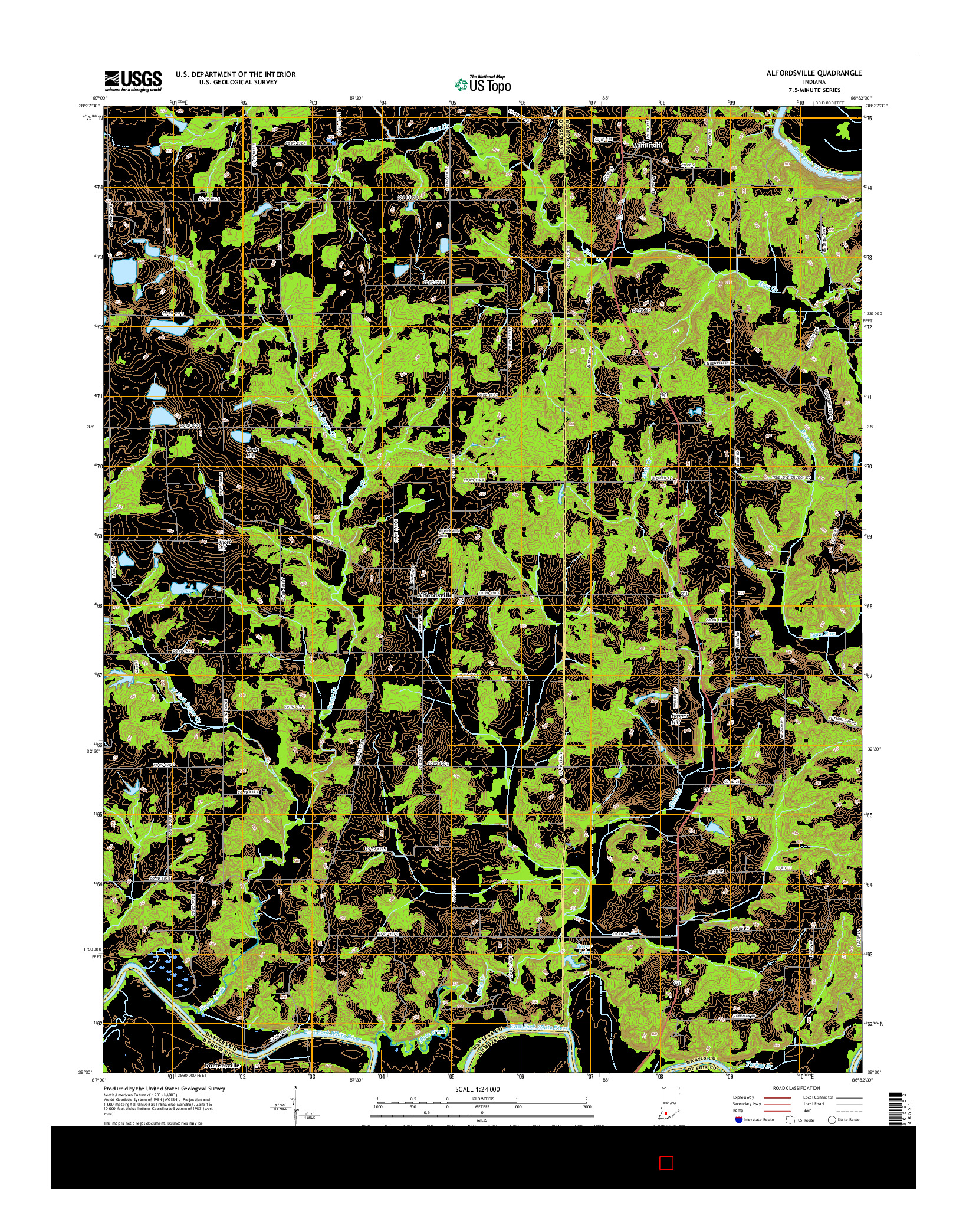 USGS US TOPO 7.5-MINUTE MAP FOR ALFORDSVILLE, IN 2016