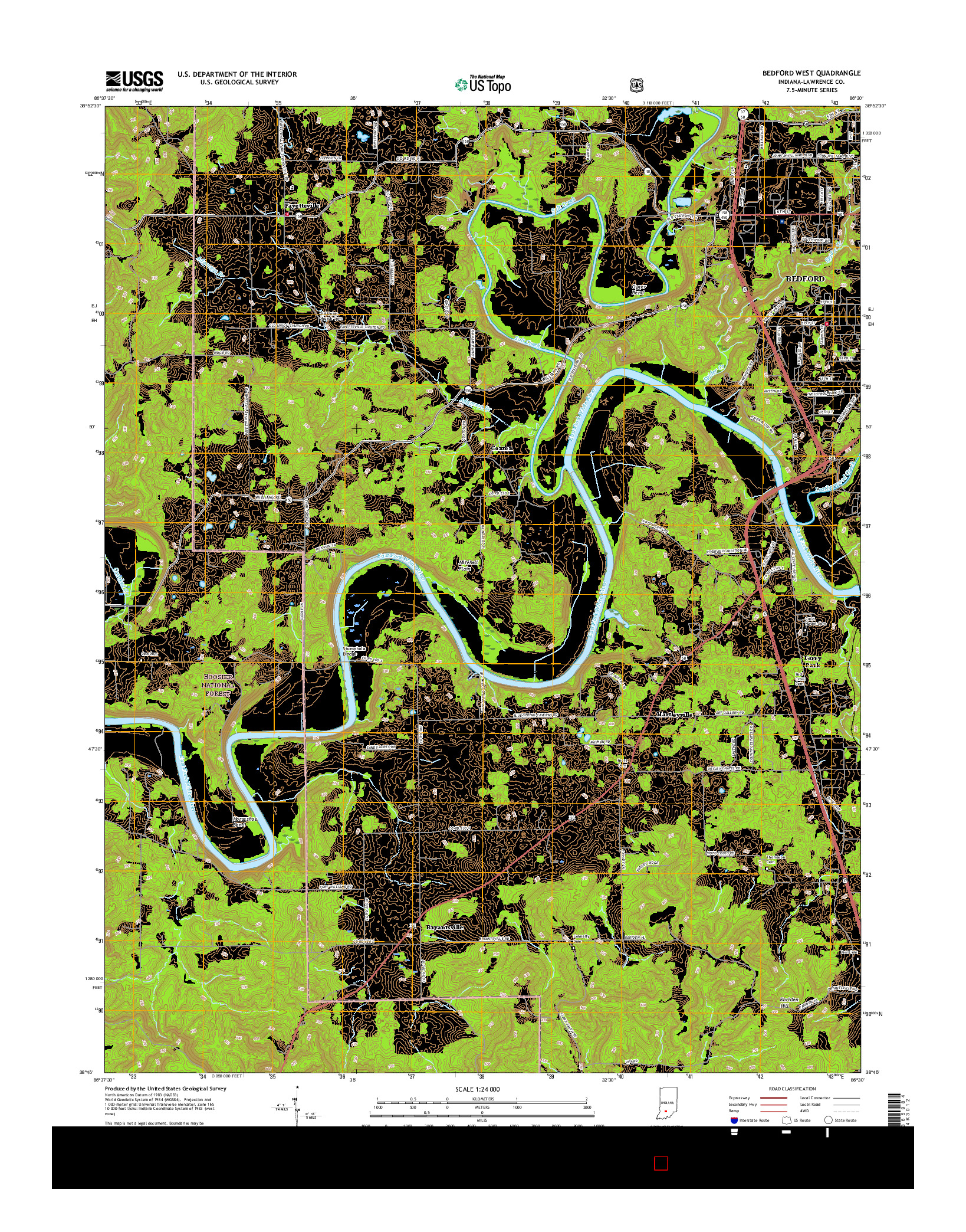 USGS US TOPO 7.5-MINUTE MAP FOR BEDFORD WEST, IN 2016