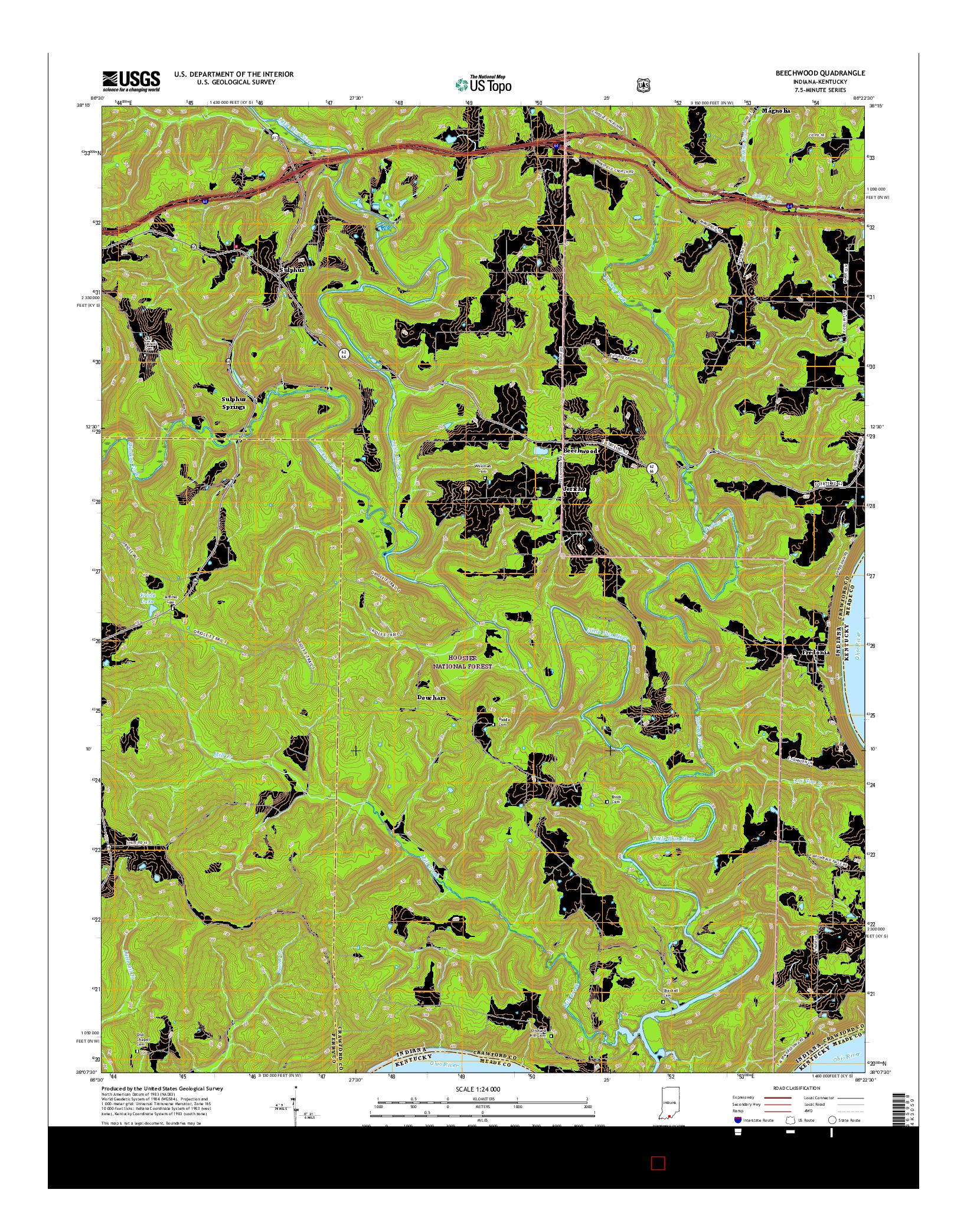 USGS US TOPO 7.5-MINUTE MAP FOR BEECHWOOD, IN-KY 2016