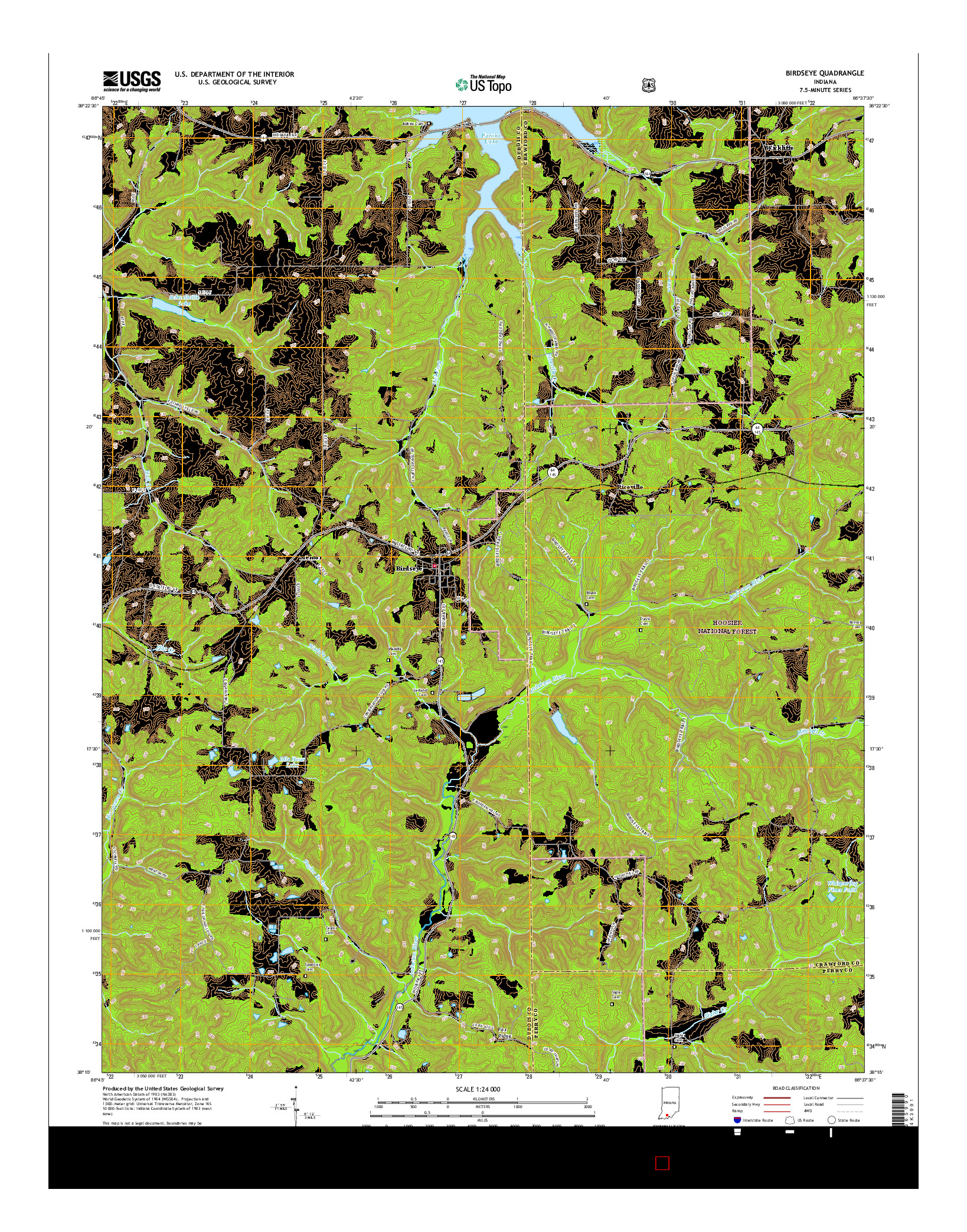 USGS US TOPO 7.5-MINUTE MAP FOR BIRDSEYE, IN 2016