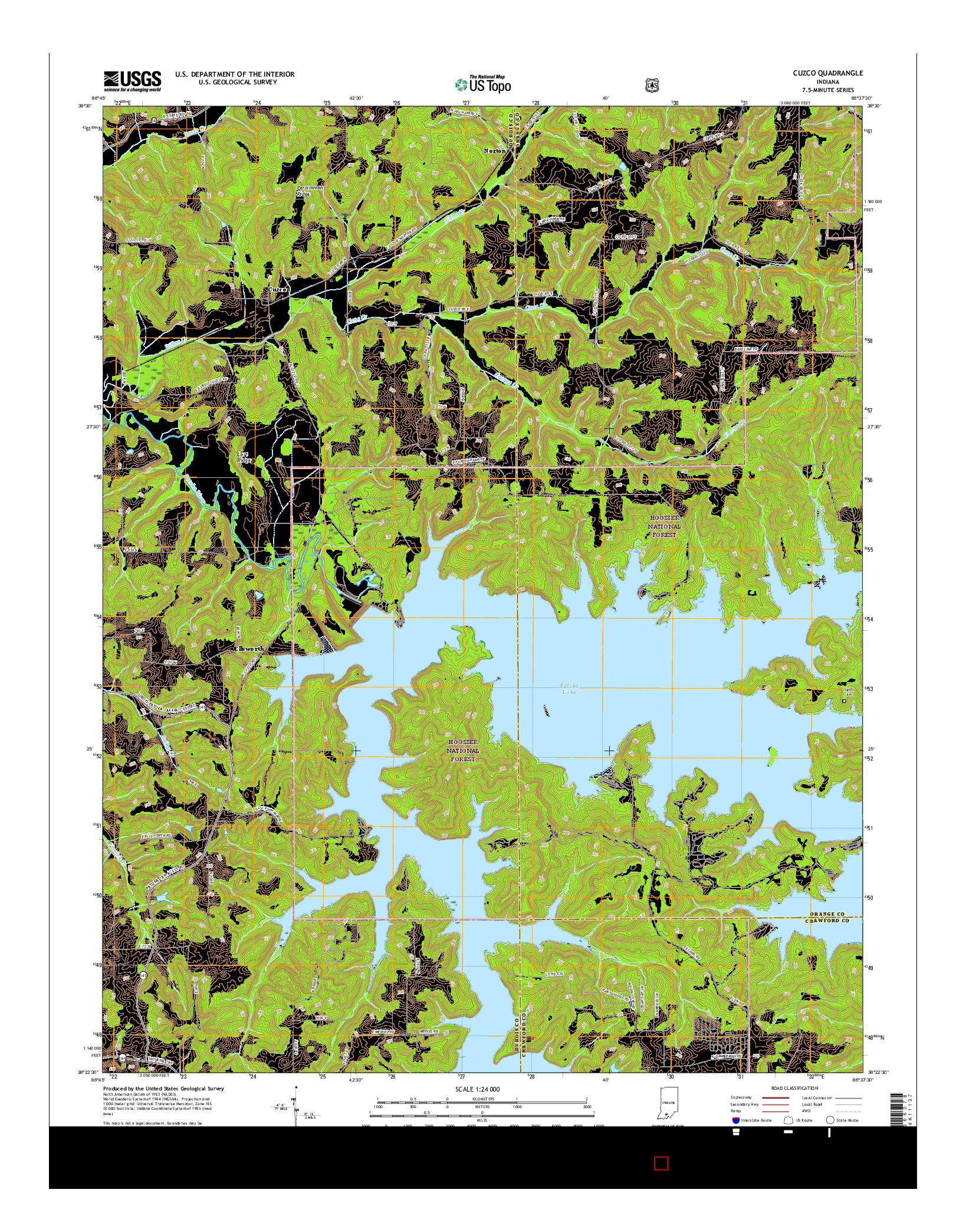 USGS US TOPO 7.5-MINUTE MAP FOR CUZCO, IN 2016