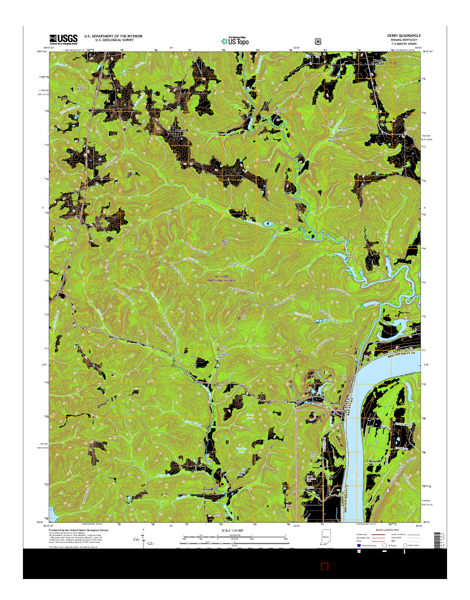 USGS US TOPO 7.5-MINUTE MAP FOR DERBY, IN-KY 2016