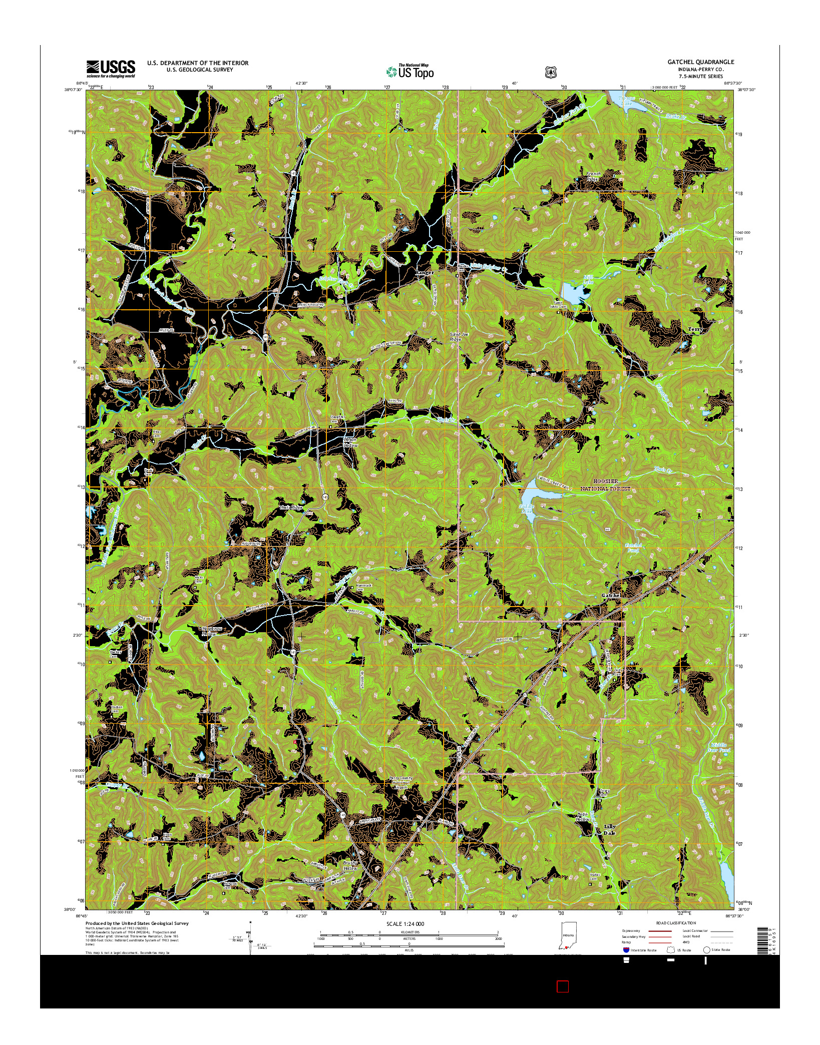 USGS US TOPO 7.5-MINUTE MAP FOR GATCHEL, IN 2016