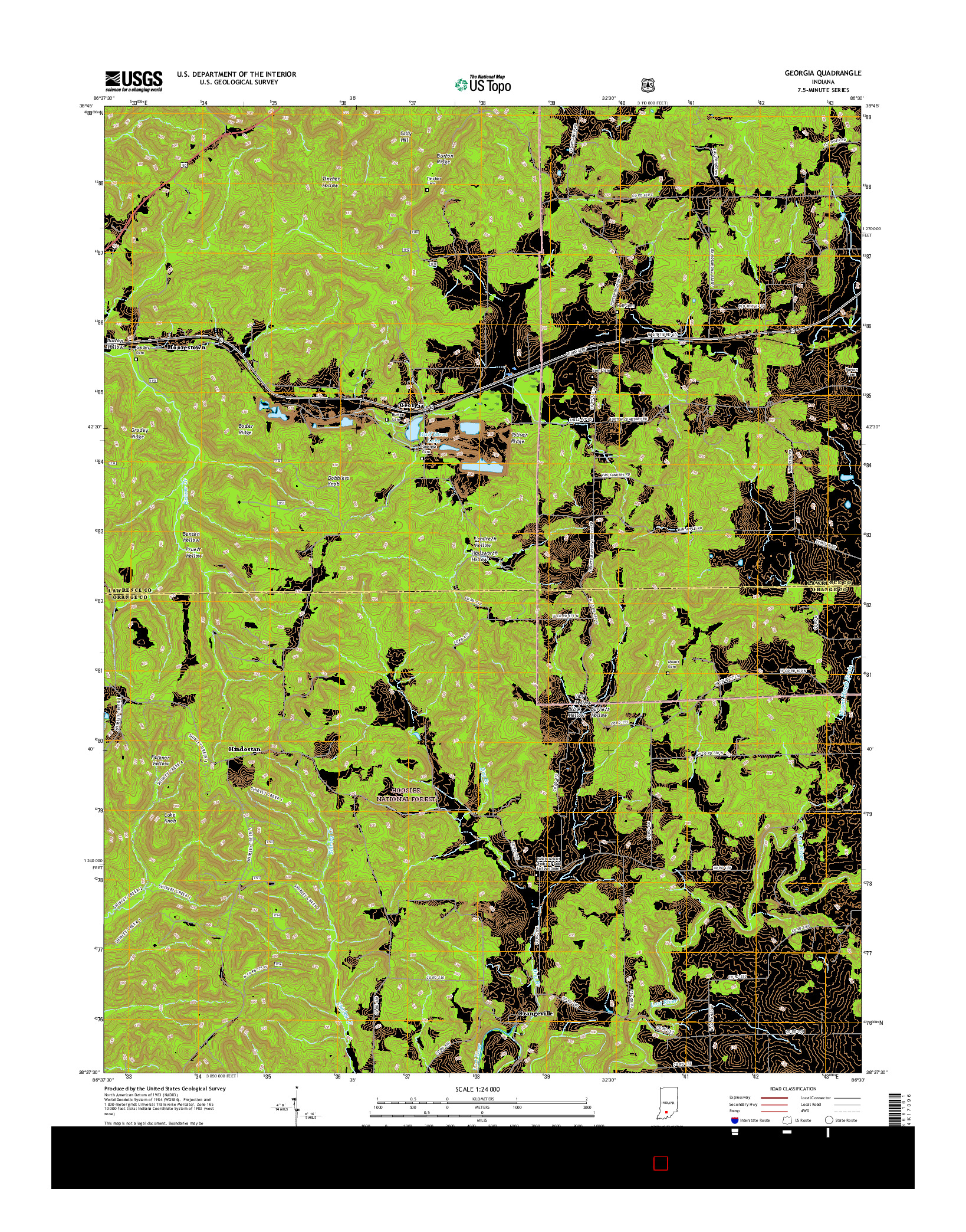 USGS US TOPO 7.5-MINUTE MAP FOR GEORGIA, IN 2016