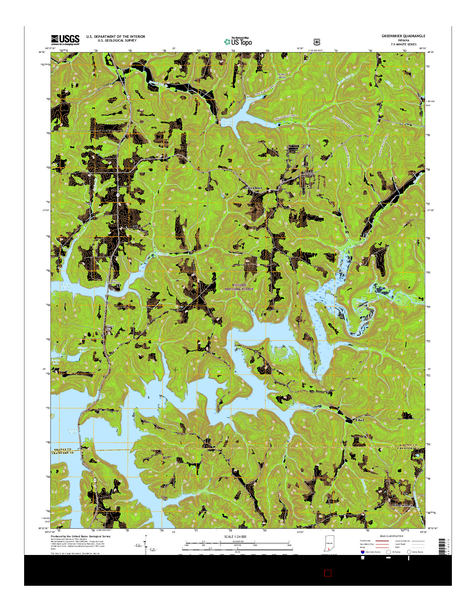 USGS US TOPO 7.5-MINUTE MAP FOR GREENBRIER, IN 2016