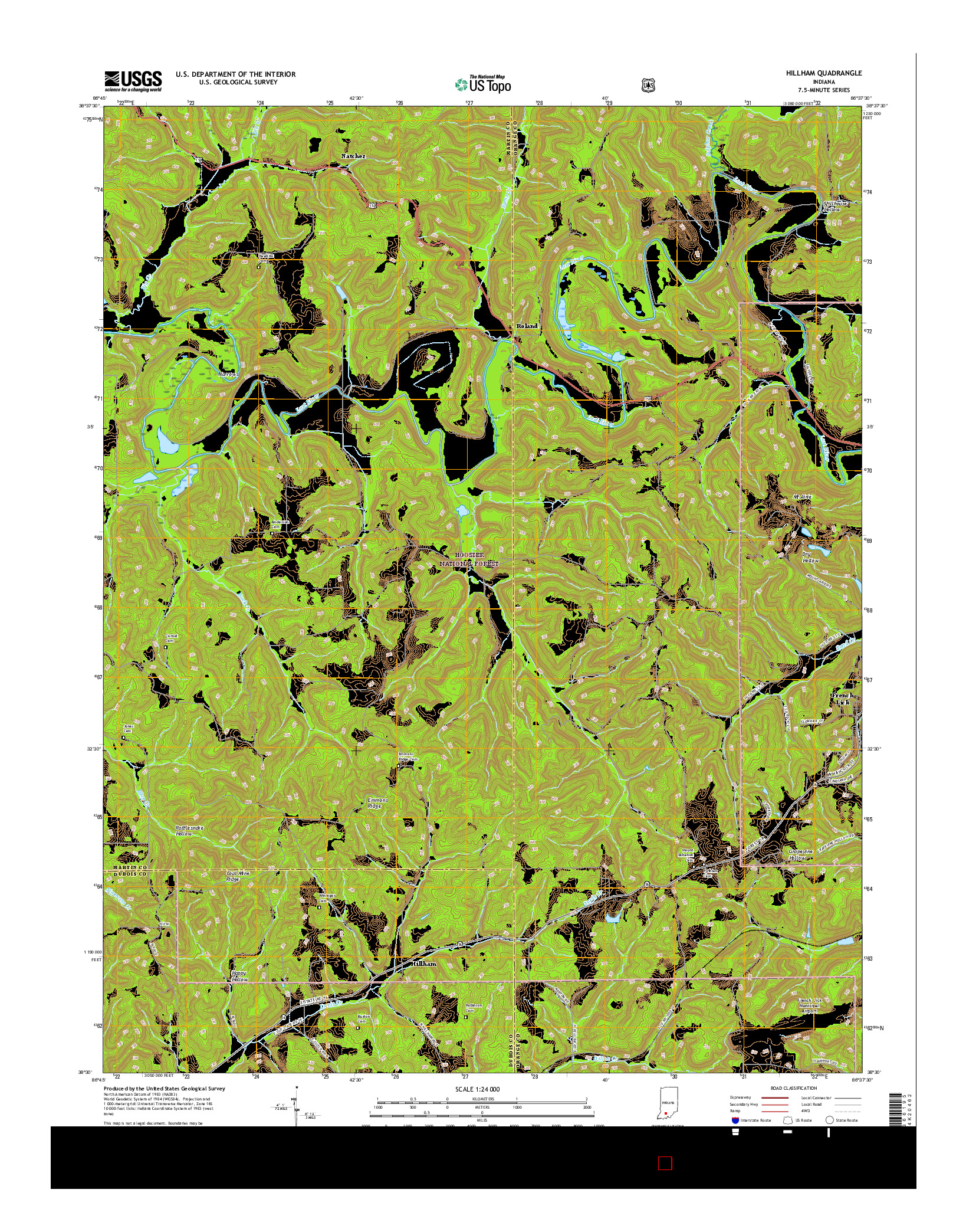 USGS US TOPO 7.5-MINUTE MAP FOR HILLHAM, IN 2016