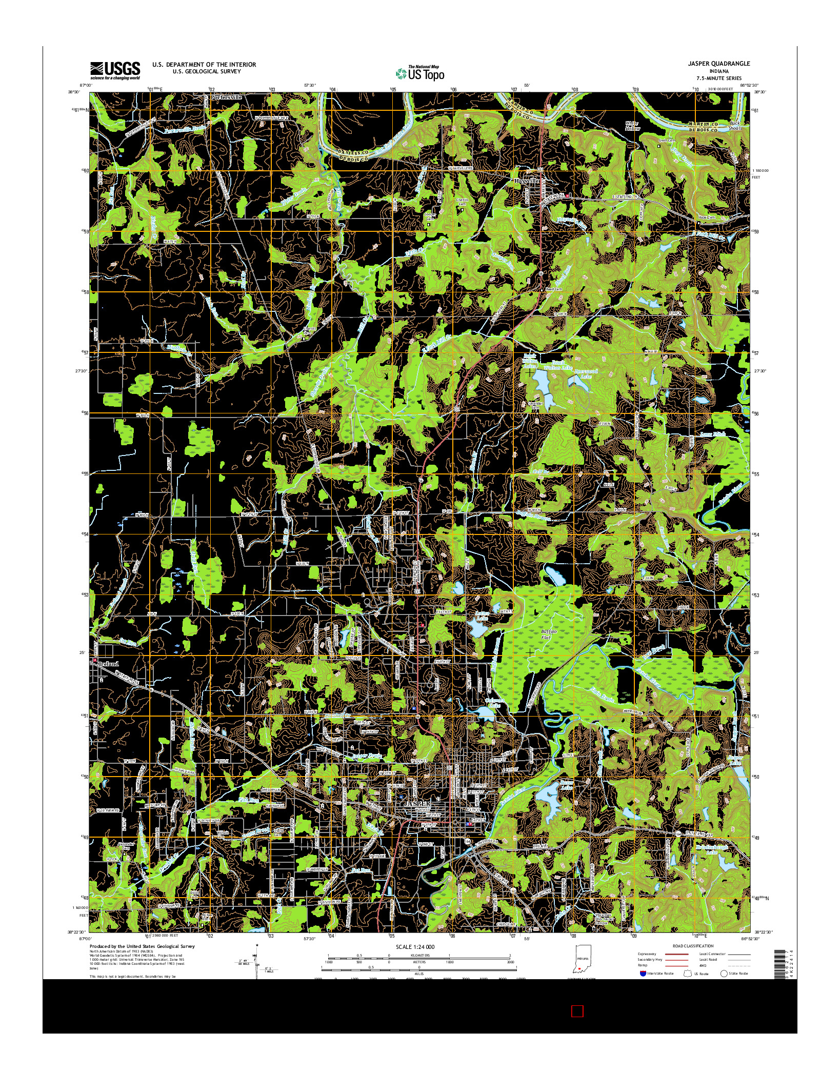 USGS US TOPO 7.5-MINUTE MAP FOR JASPER, IN 2016