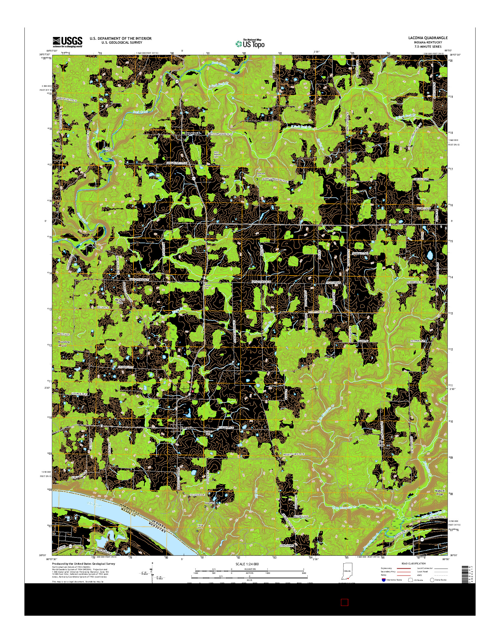 USGS US TOPO 7.5-MINUTE MAP FOR LACONIA, IN-KY 2016