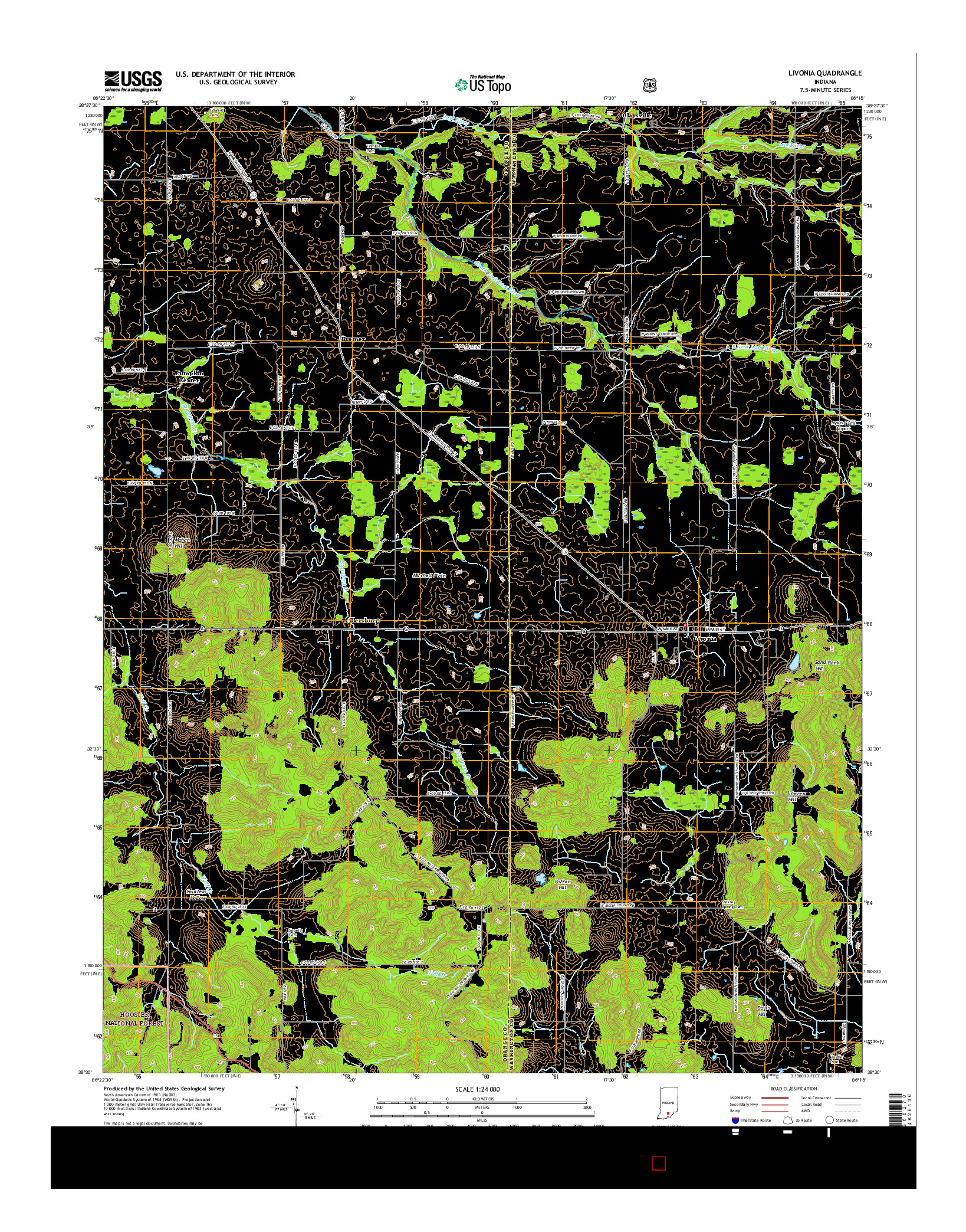 USGS US TOPO 7.5-MINUTE MAP FOR LIVONIA, IN 2016