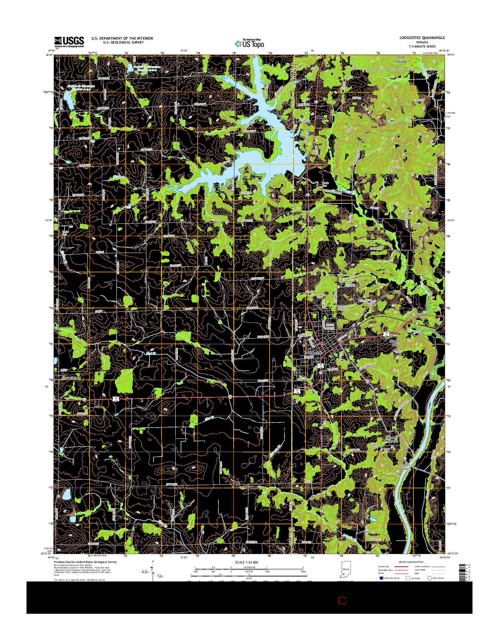 USGS US TOPO 7.5-MINUTE MAP FOR LOOGOOTEE, IN 2016