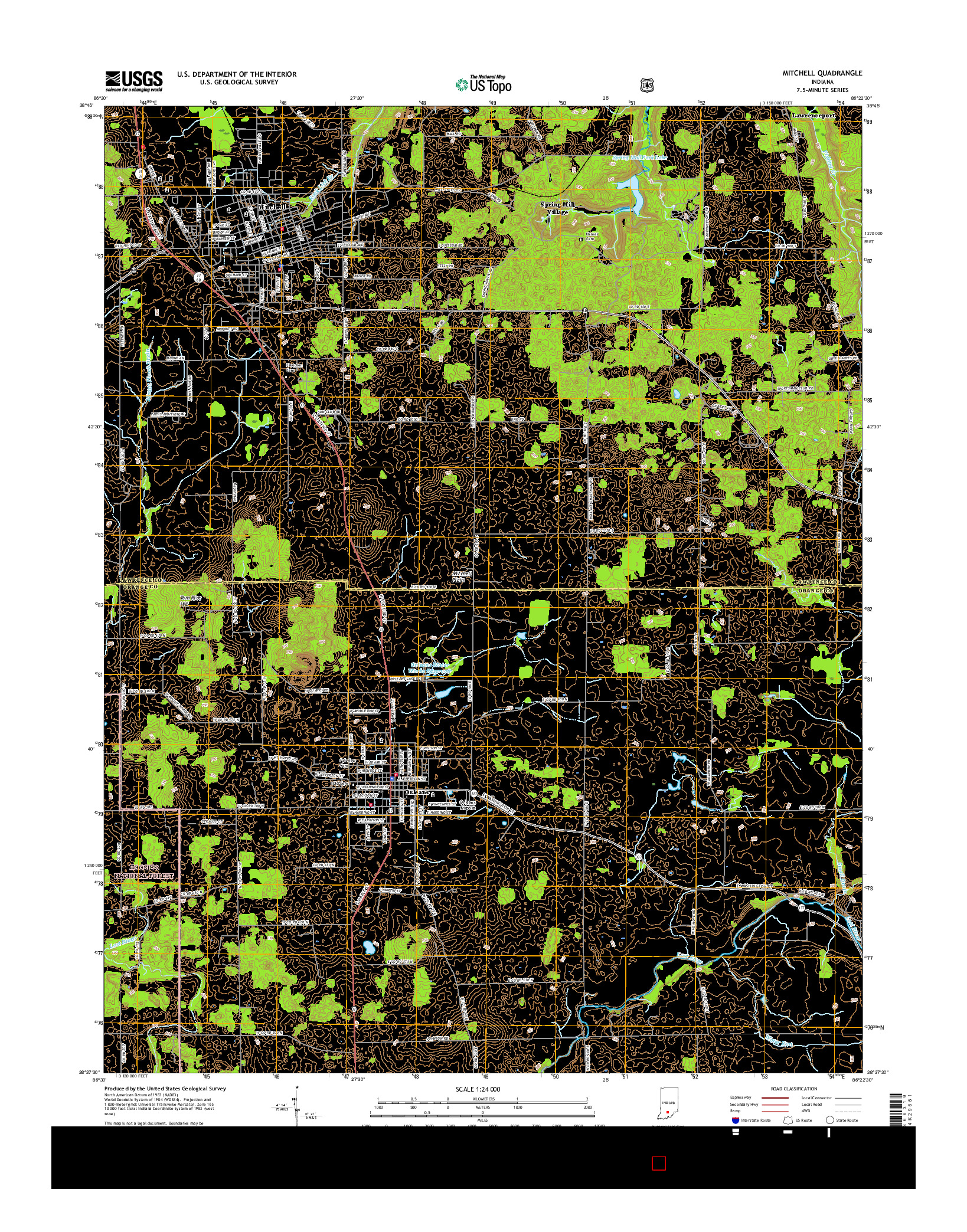 USGS US TOPO 7.5-MINUTE MAP FOR MITCHELL, IN 2016