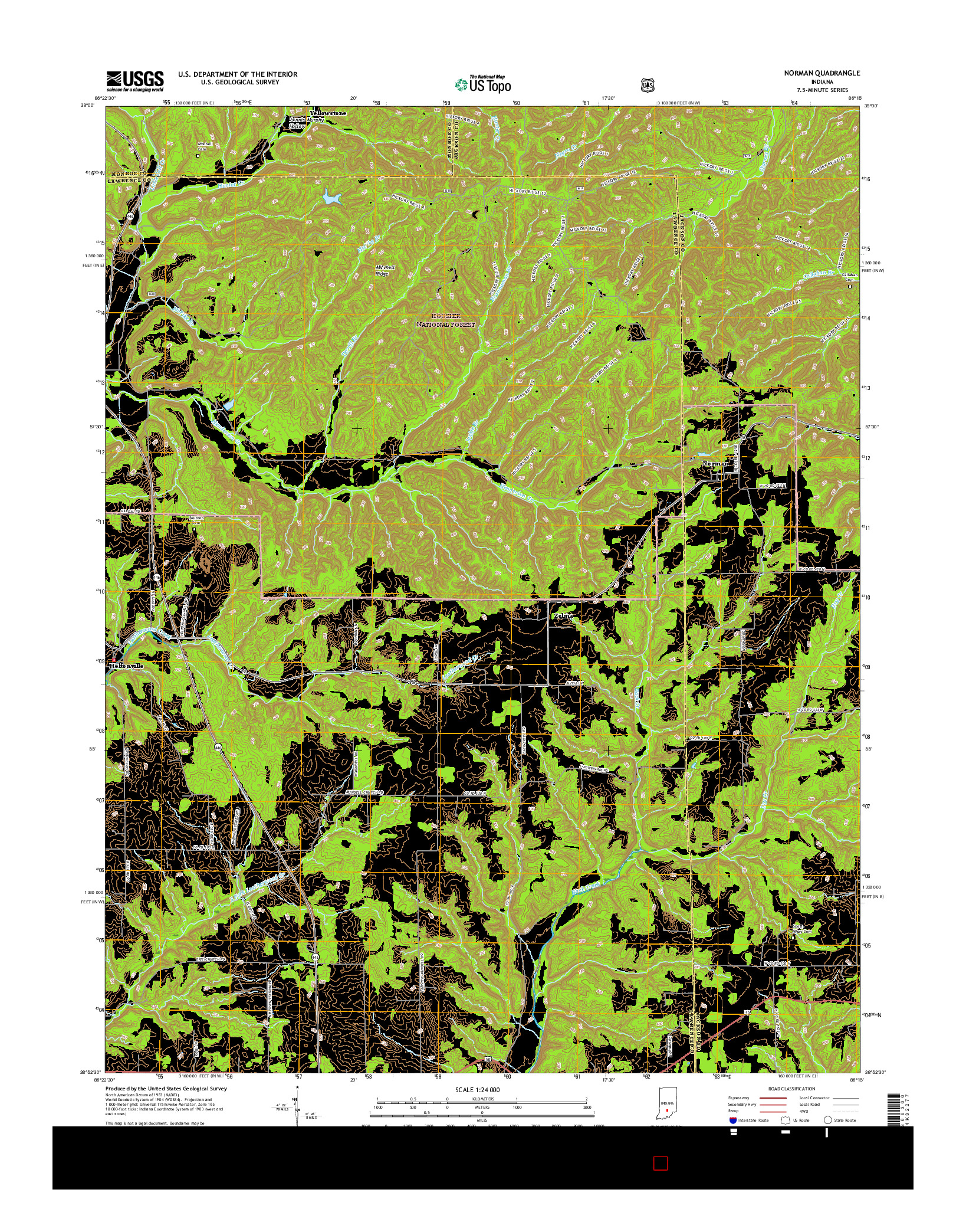 USGS US TOPO 7.5-MINUTE MAP FOR NORMAN, IN 2016