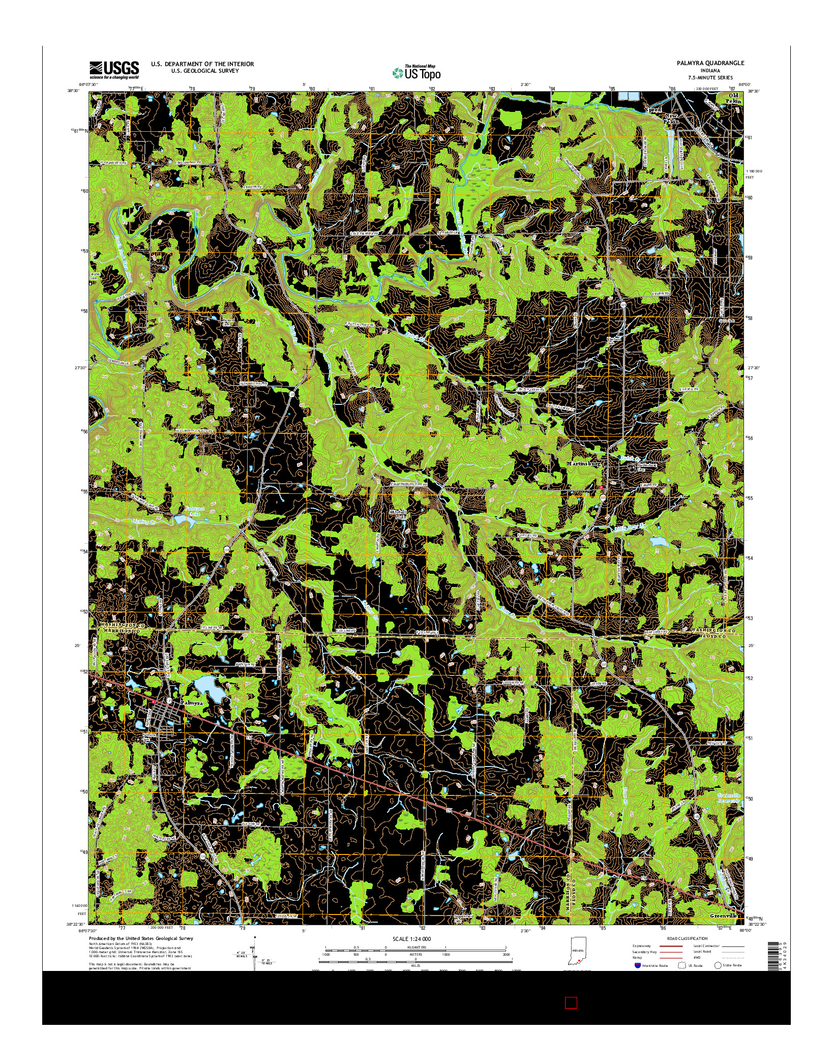 USGS US TOPO 7.5-MINUTE MAP FOR PALMYRA, IN 2016