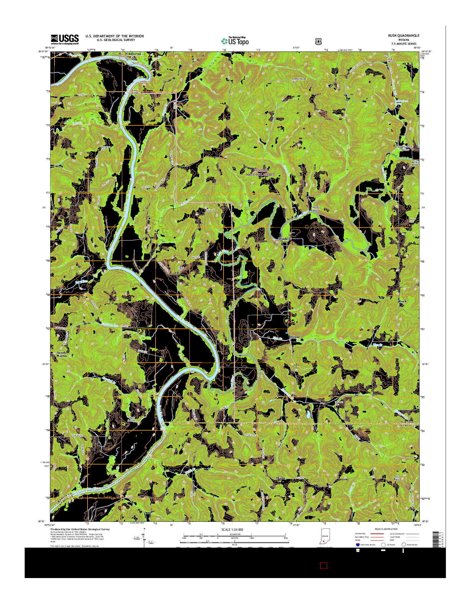 USGS US TOPO 7.5-MINUTE MAP FOR RUSK, IN 2016