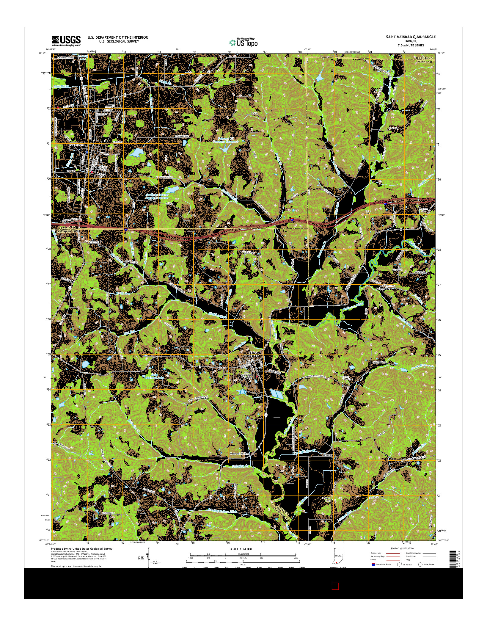 USGS US TOPO 7.5-MINUTE MAP FOR SAINT MEINRAD, IN 2016