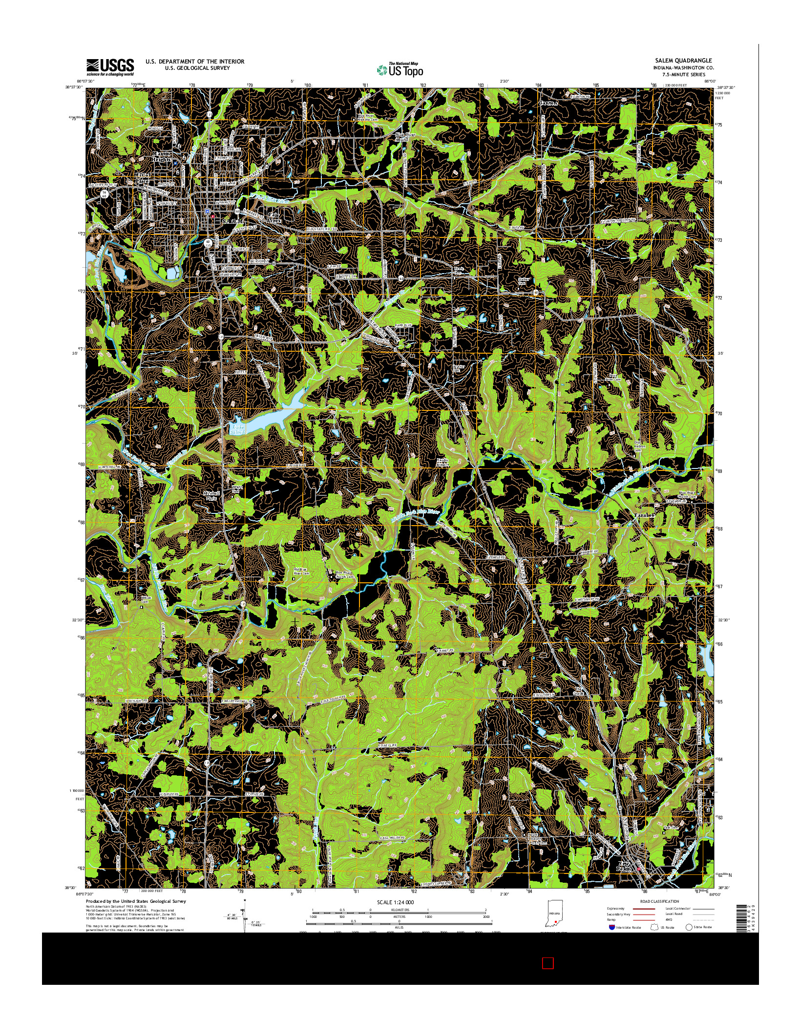 USGS US TOPO 7.5-MINUTE MAP FOR SALEM, IN 2016