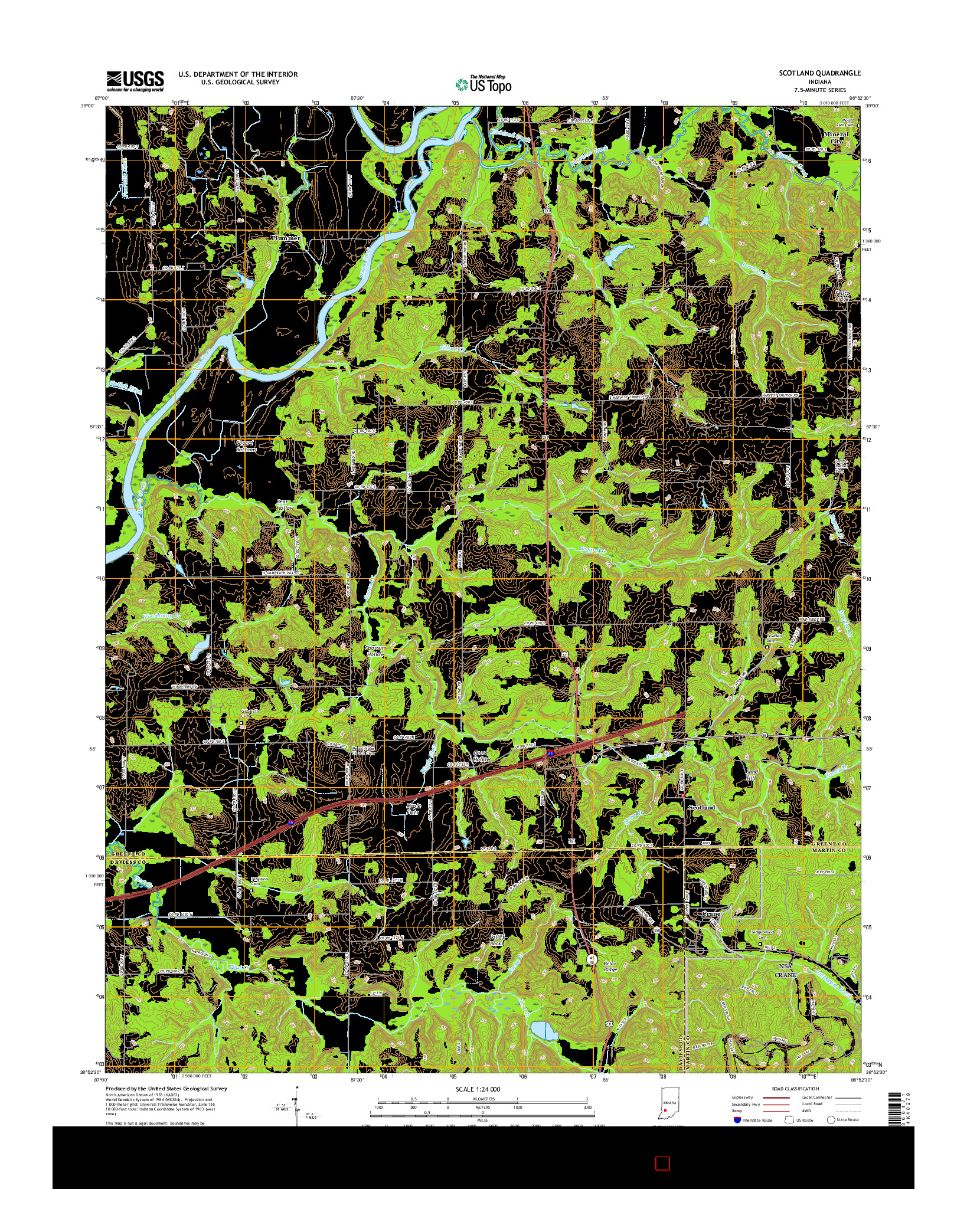 USGS US TOPO 7.5-MINUTE MAP FOR SCOTLAND, IN 2016