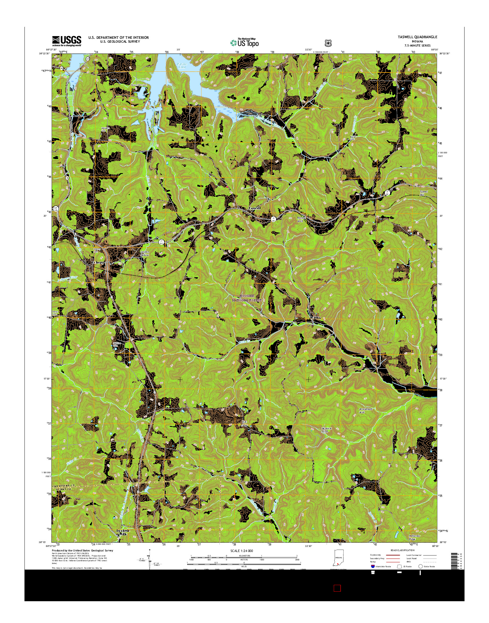 USGS US TOPO 7.5-MINUTE MAP FOR TASWELL, IN 2016