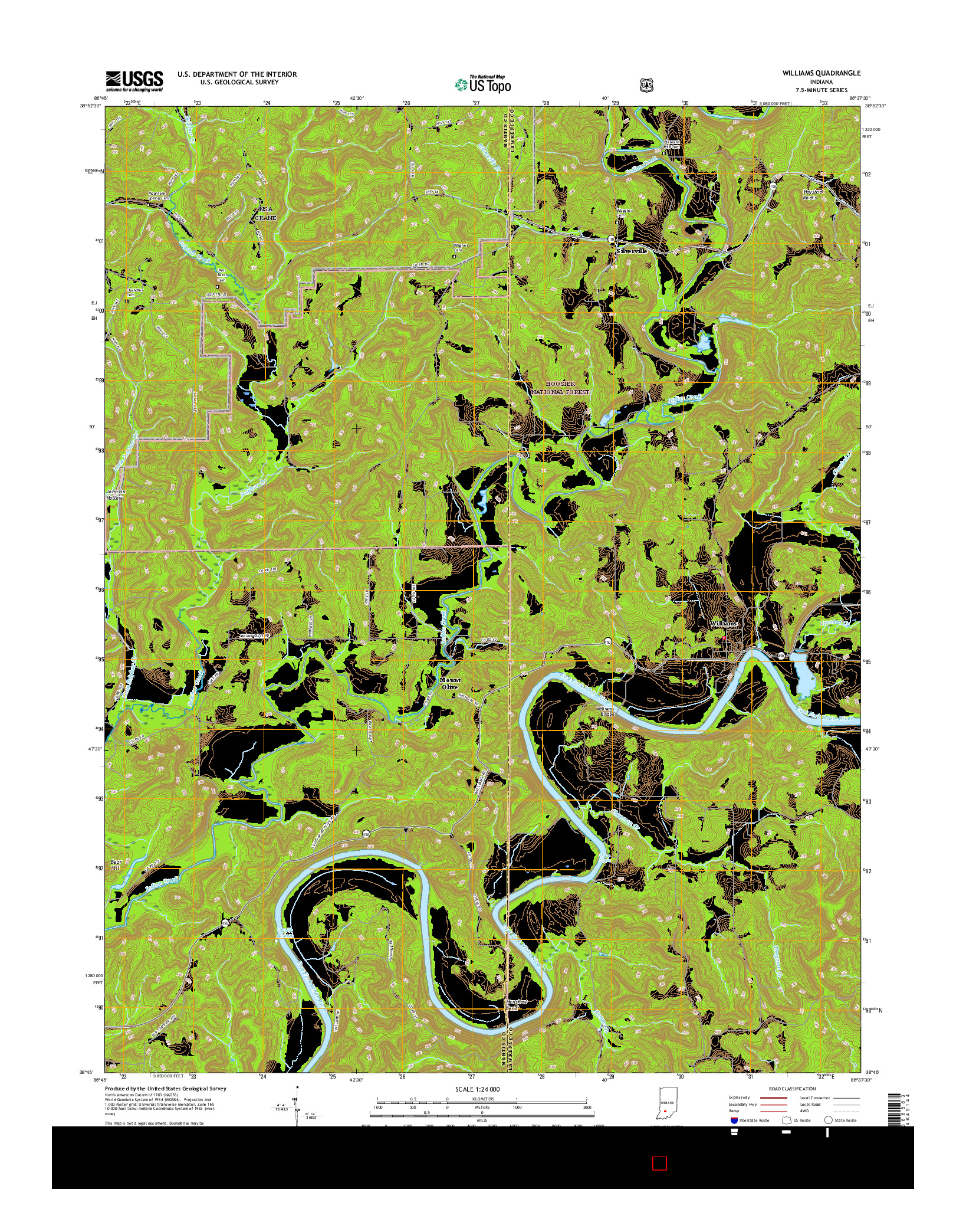 USGS US TOPO 7.5-MINUTE MAP FOR WILLIAMS, IN 2016