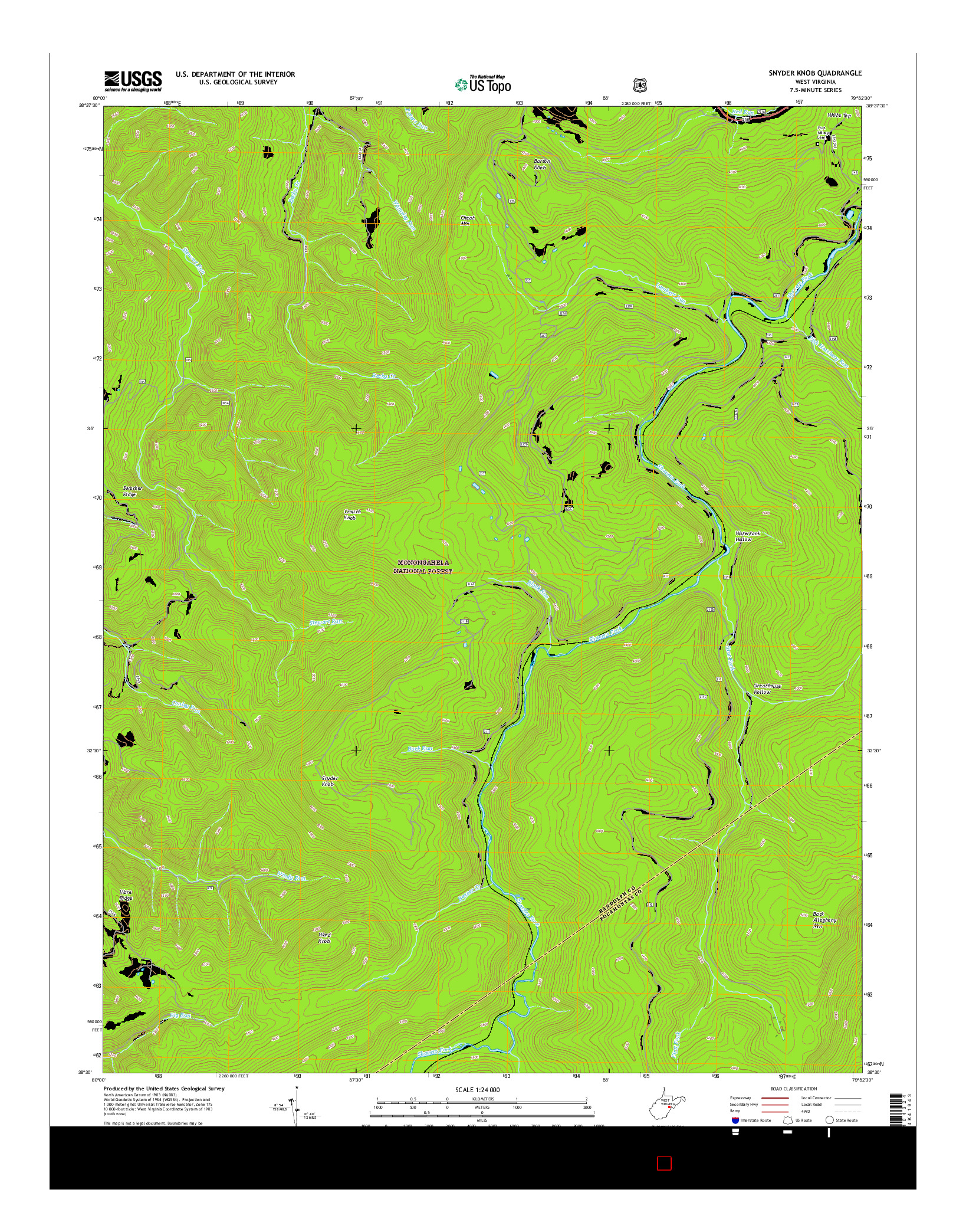 USGS US TOPO 7.5-MINUTE MAP FOR SNYDER KNOB, WV 2016
