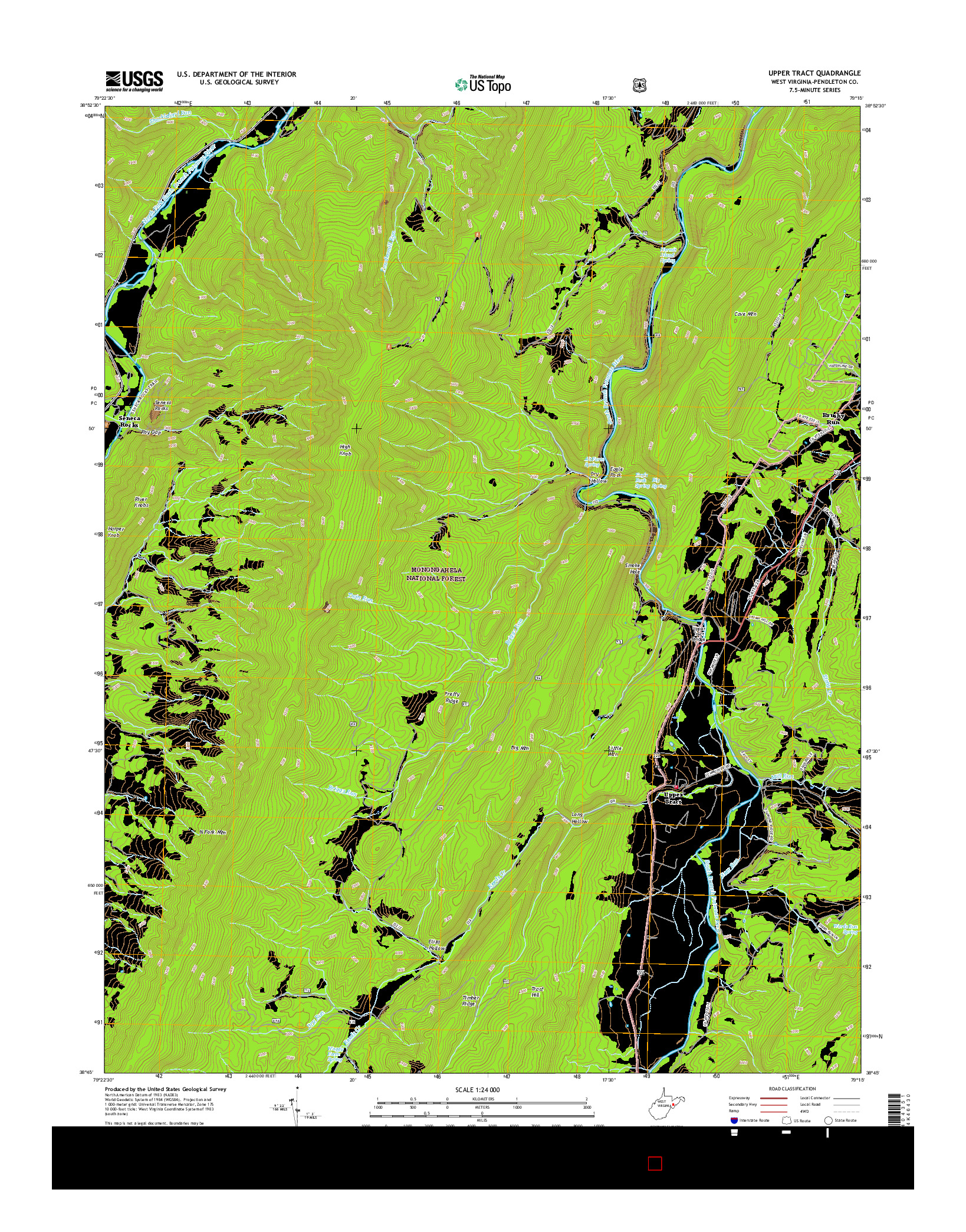 USGS US TOPO 7.5-MINUTE MAP FOR UPPER TRACT, WV 2016