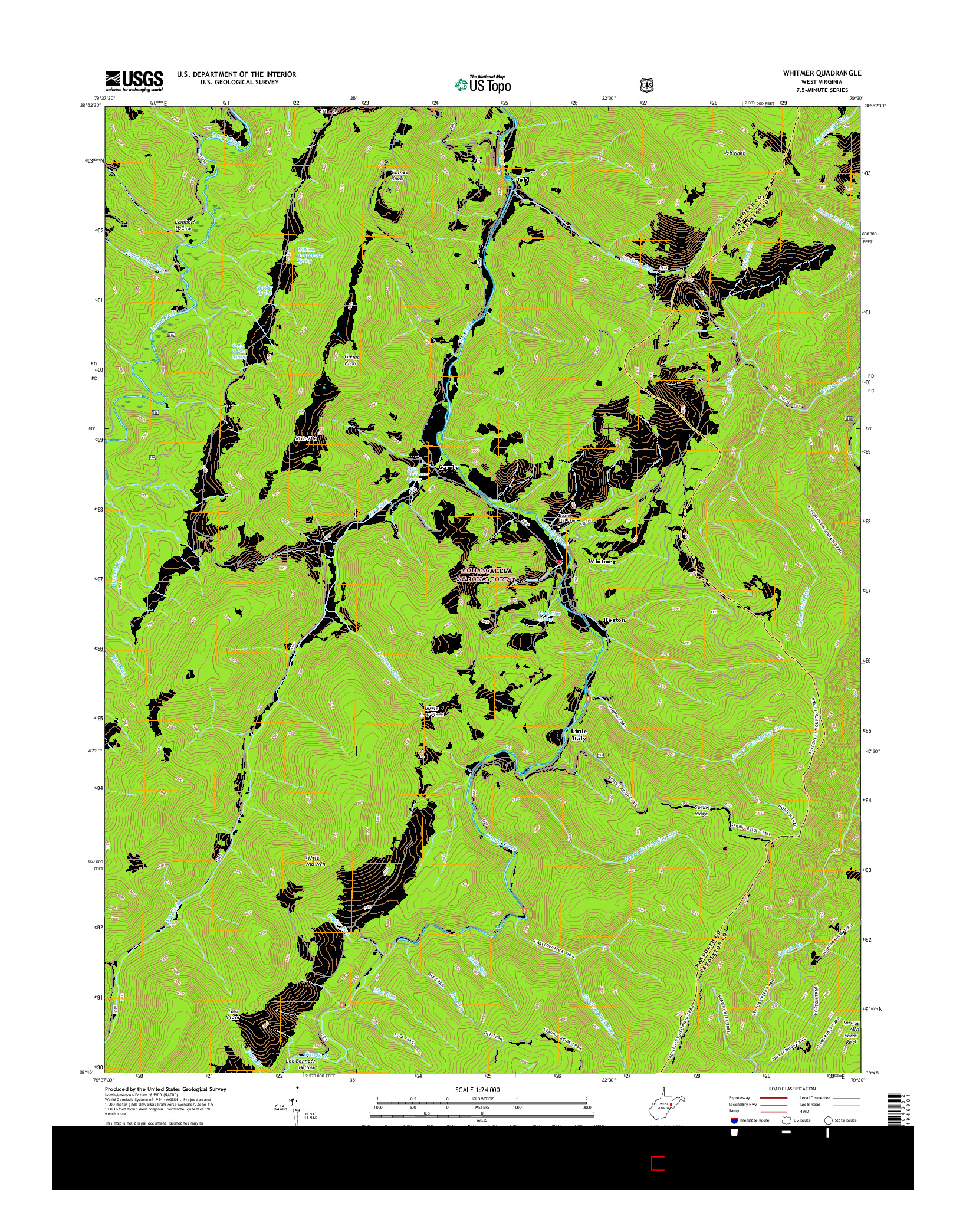 USGS US TOPO 7.5-MINUTE MAP FOR WHITMER, WV 2016