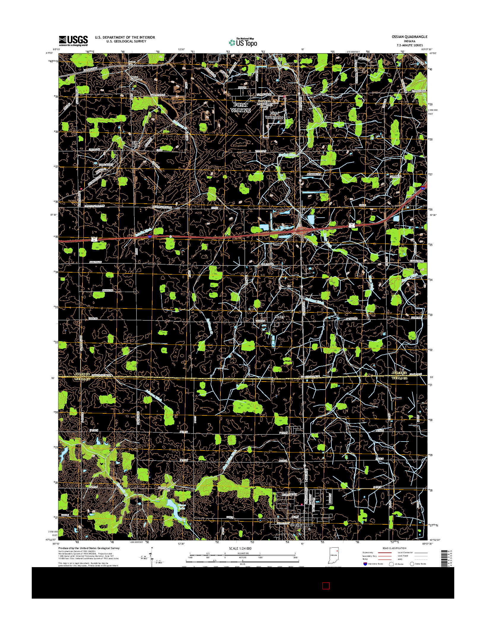 USGS US TOPO 7.5-MINUTE MAP FOR OSSIAN, IN 2016