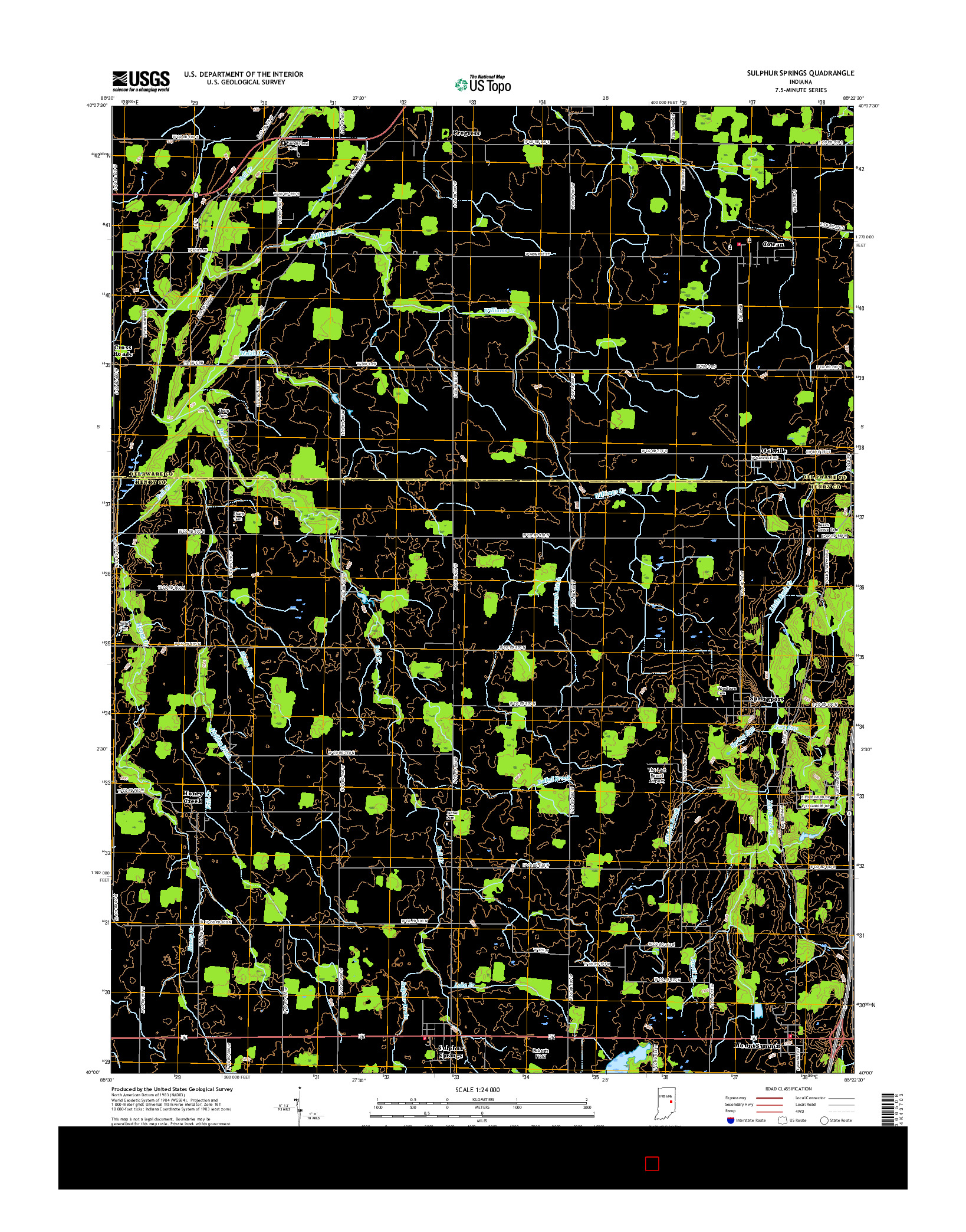 USGS US TOPO 7.5-MINUTE MAP FOR SULPHUR SPRINGS, IN 2016