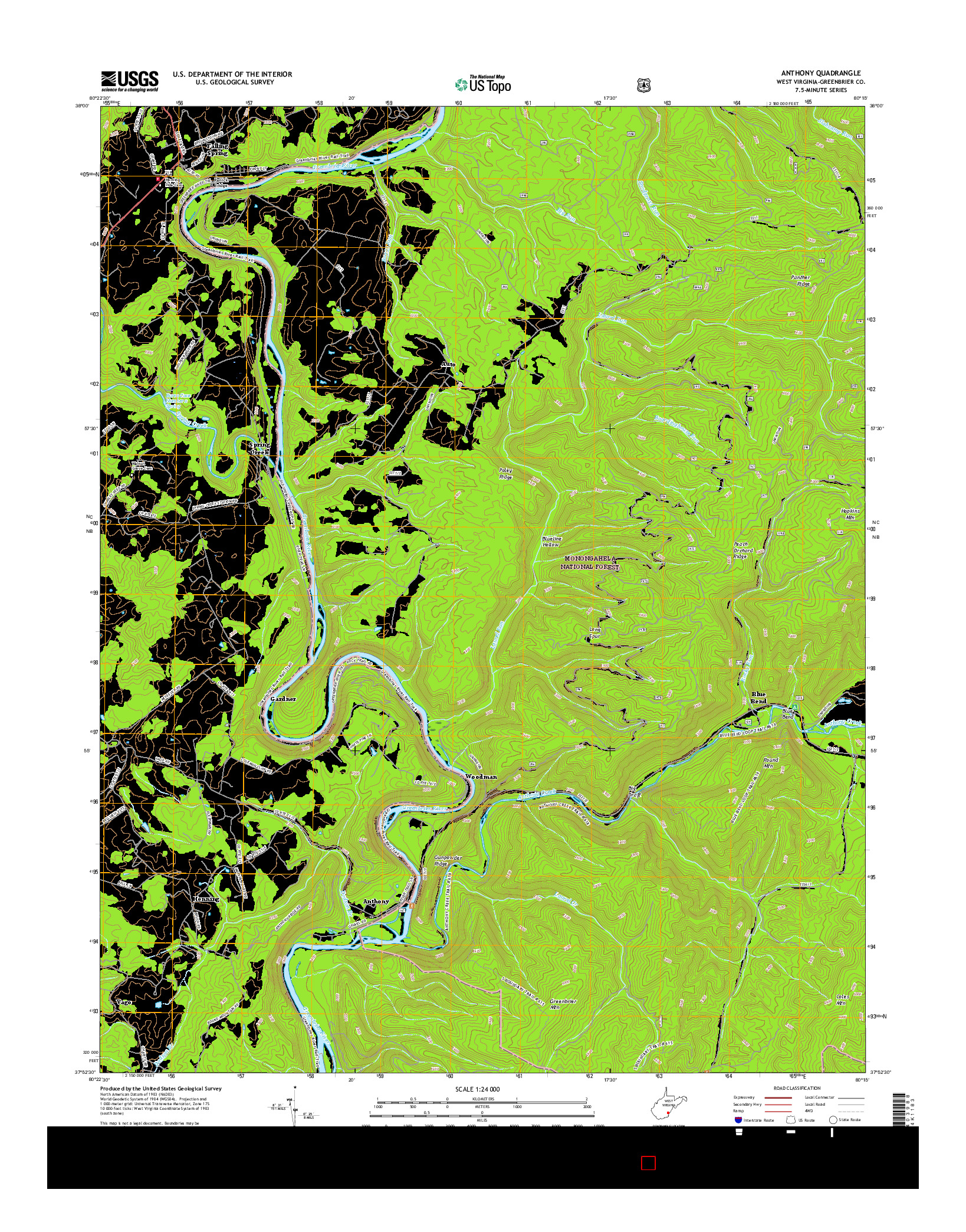 USGS US TOPO 7.5-MINUTE MAP FOR ANTHONY, WV 2016