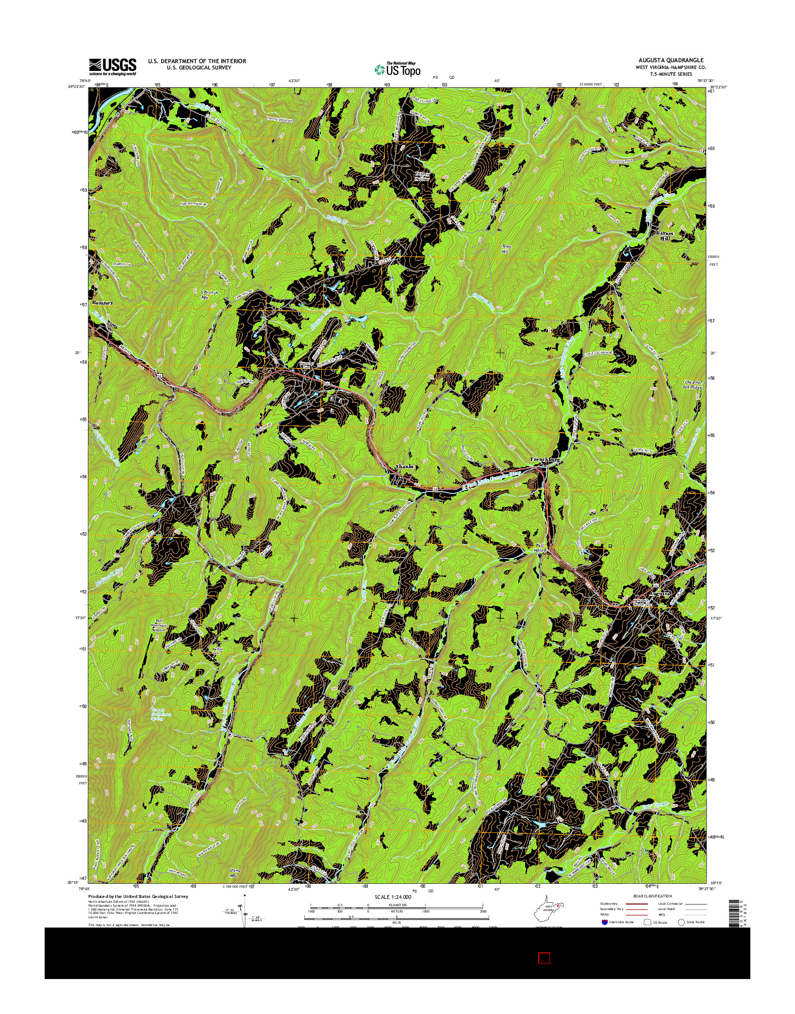 USGS US TOPO 7.5-MINUTE MAP FOR AUGUSTA, WV 2016