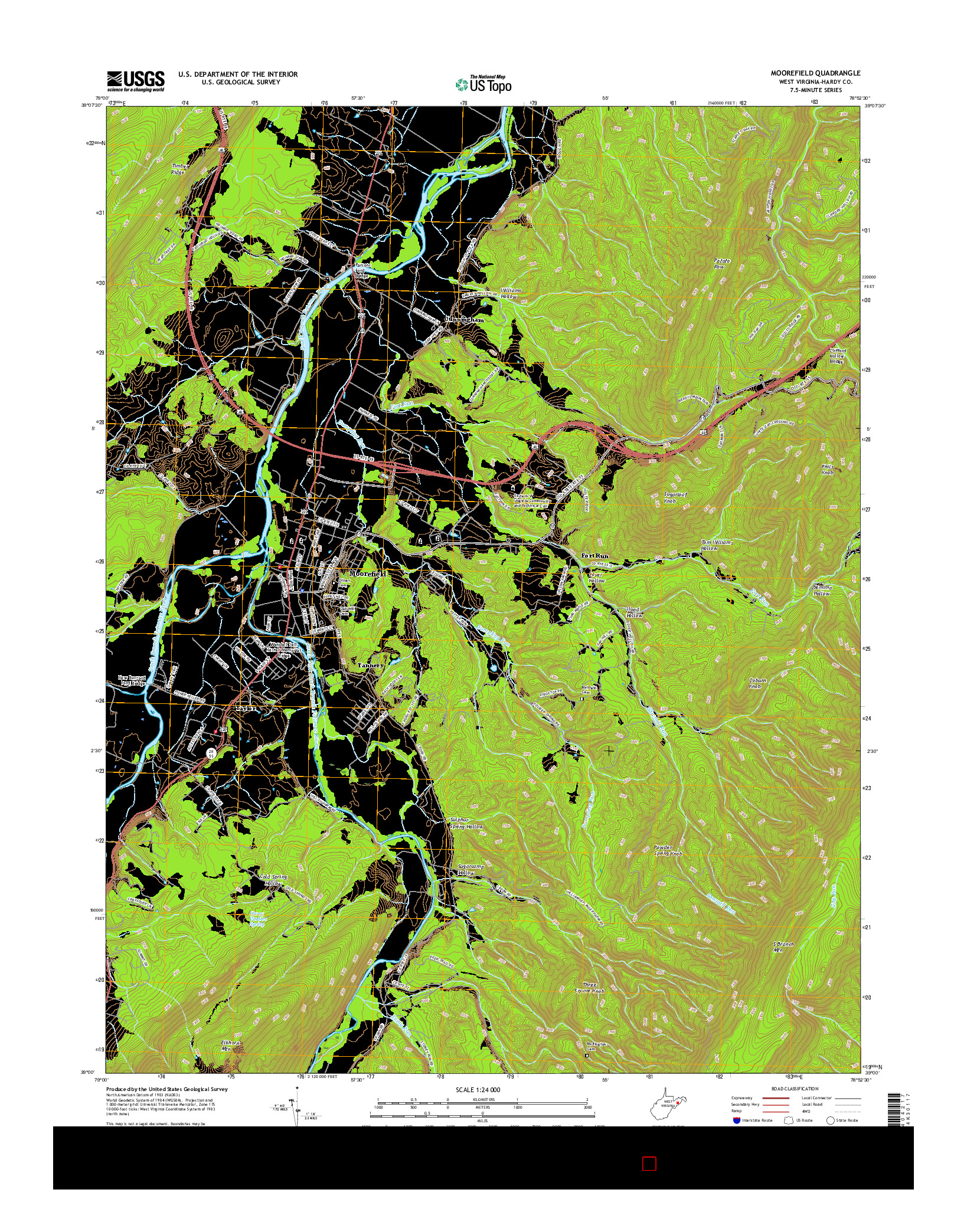 USGS US TOPO 7.5-MINUTE MAP FOR MOOREFIELD, WV 2016