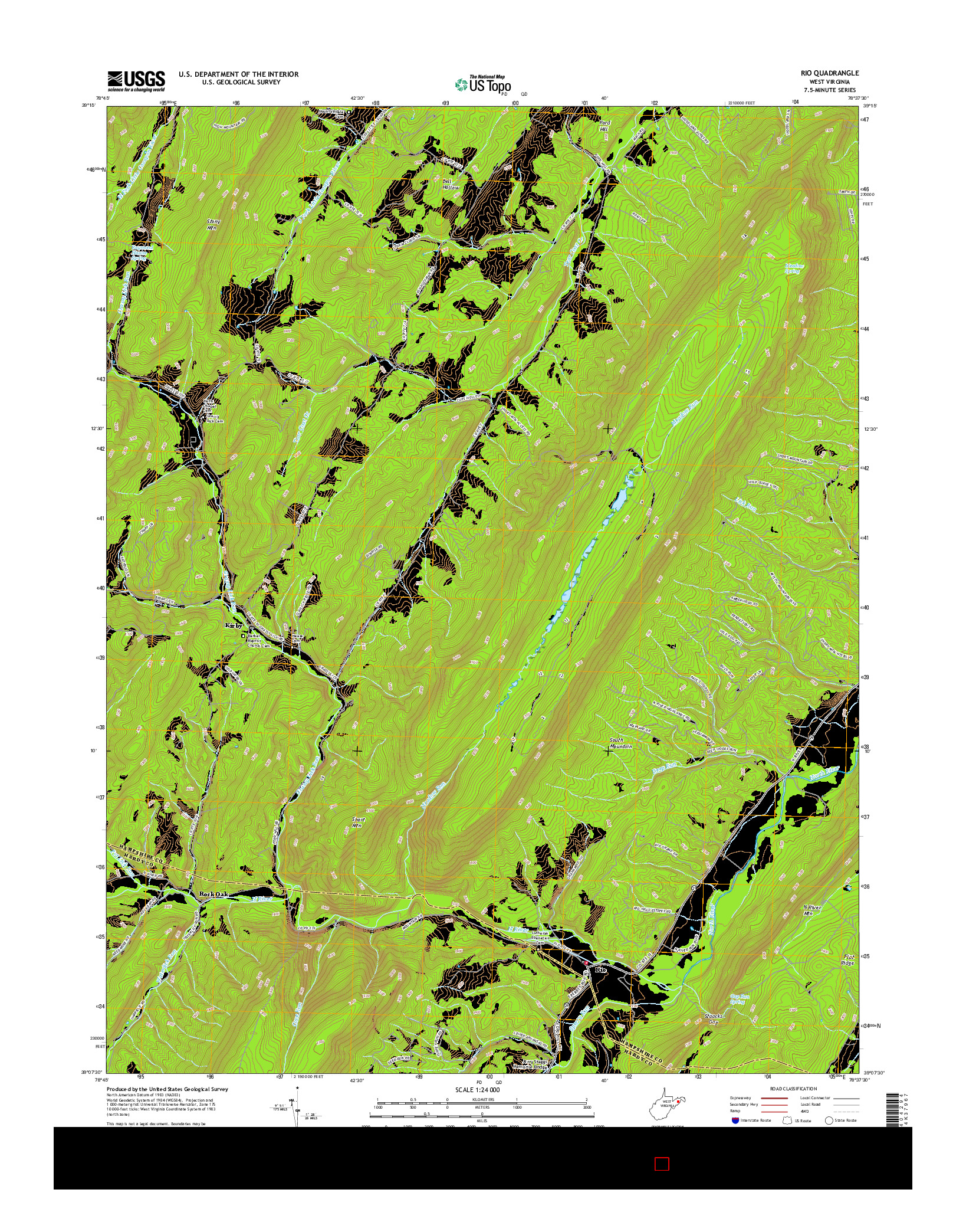 USGS US TOPO 7.5-MINUTE MAP FOR RIO, WV 2016