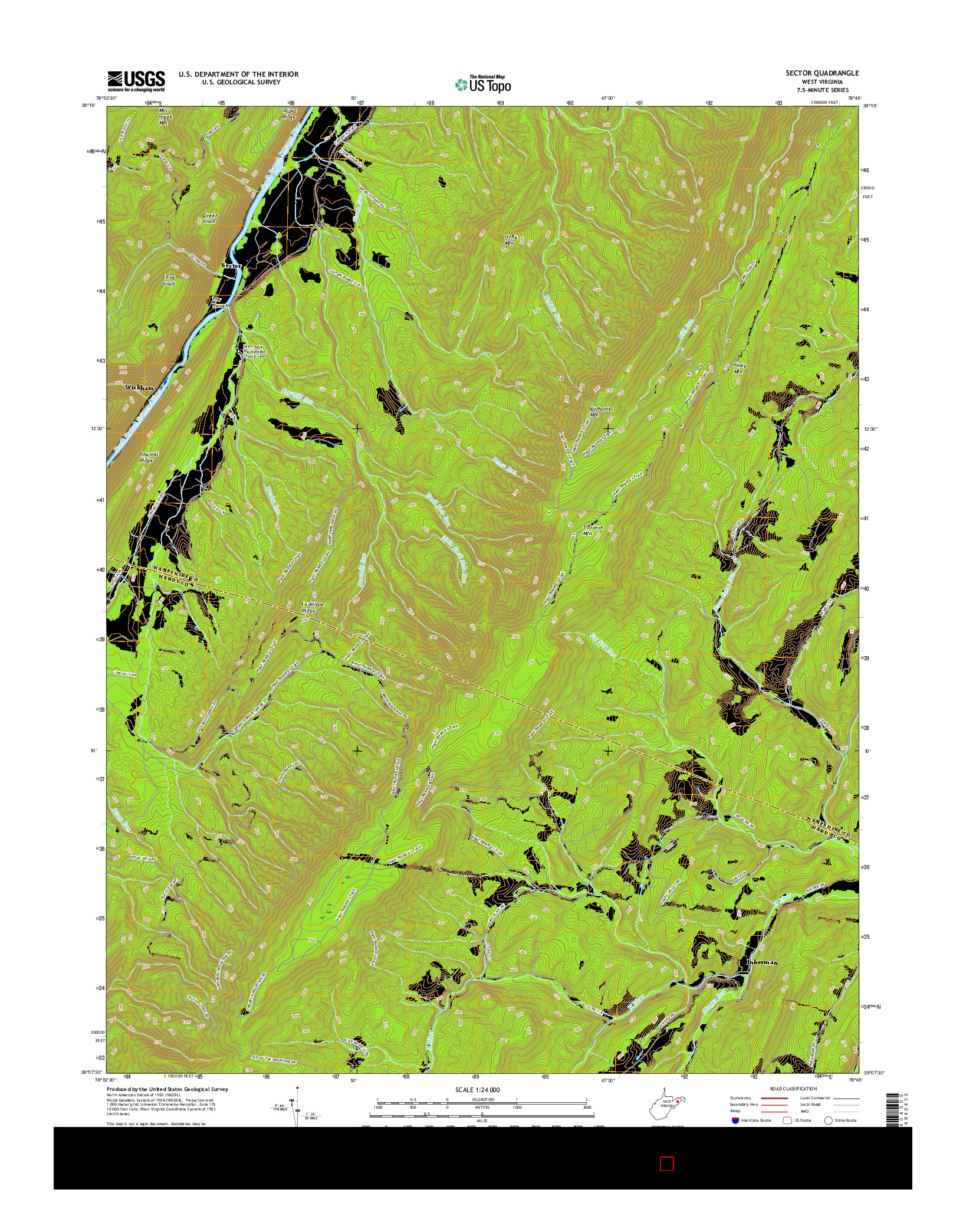 USGS US TOPO 7.5-MINUTE MAP FOR SECTOR, WV 2016