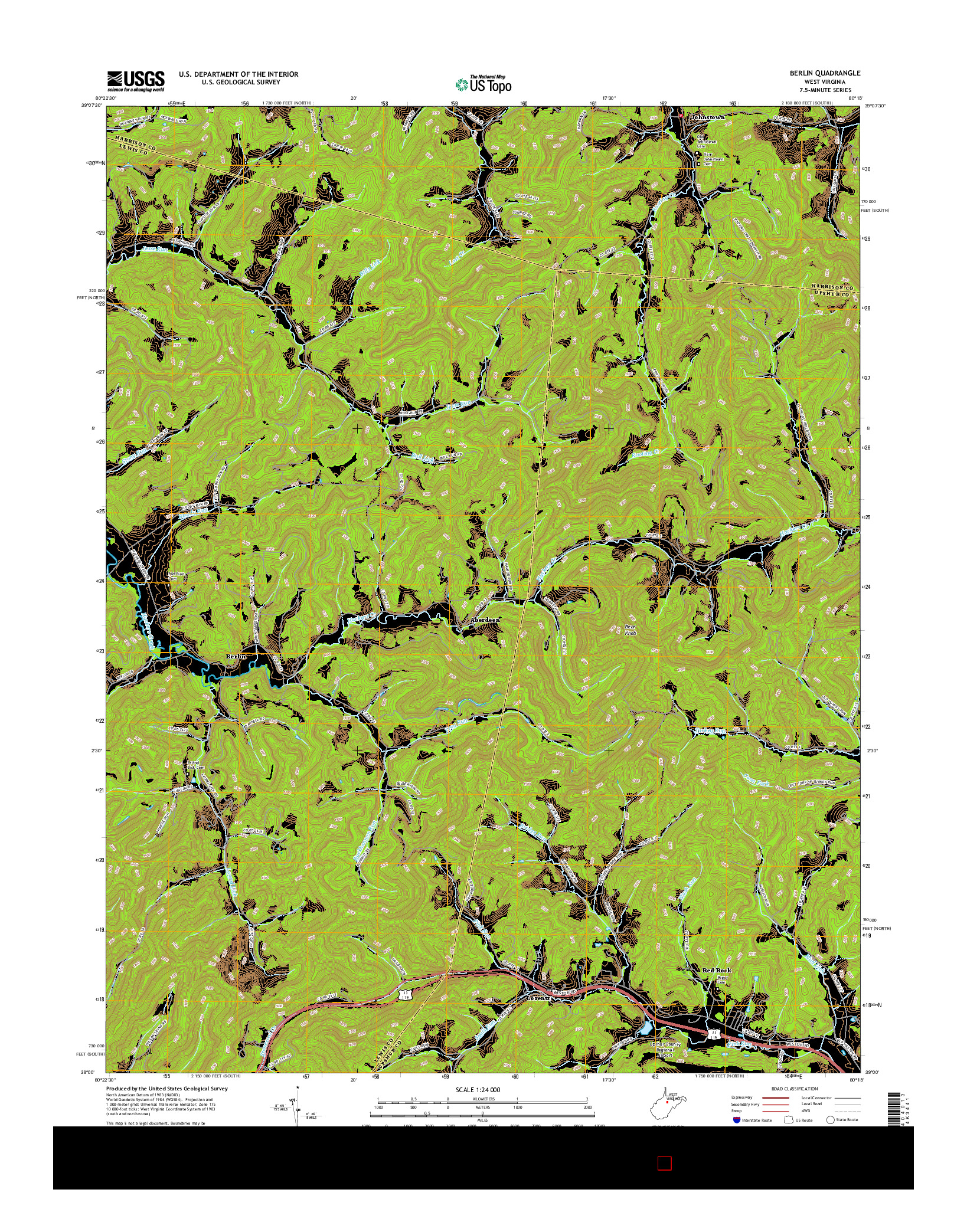 USGS US TOPO 7.5-MINUTE MAP FOR BERLIN, WV 2016