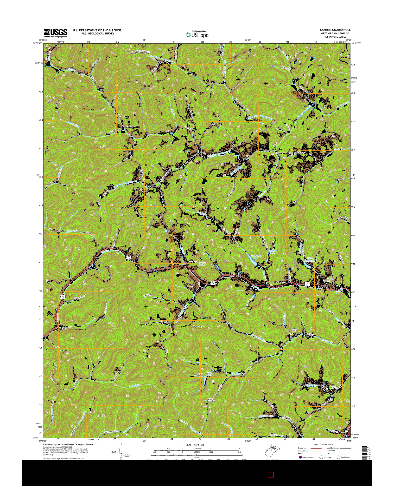 USGS US TOPO 7.5-MINUTE MAP FOR CAMDEN, WV 2016