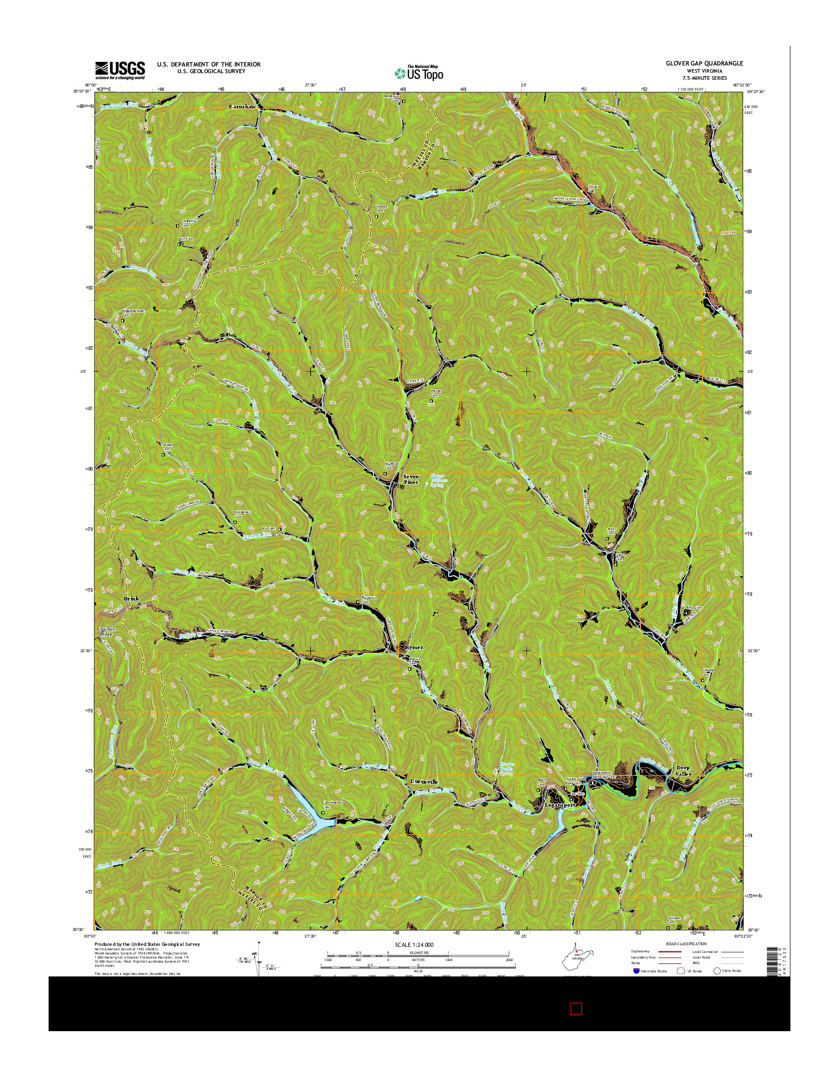 USGS US TOPO 7.5-MINUTE MAP FOR GLOVER GAP, WV 2016