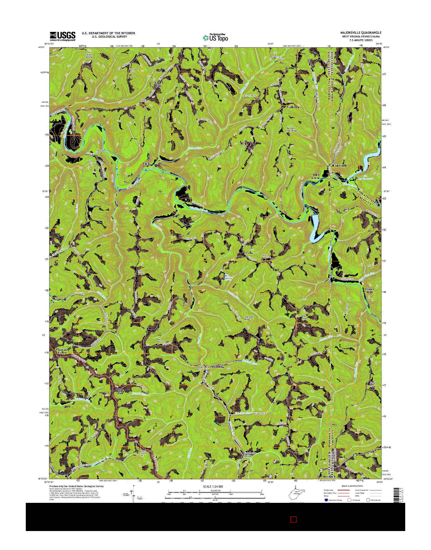 USGS US TOPO 7.5-MINUTE MAP FOR MAJORSVILLE, WV-PA 2016