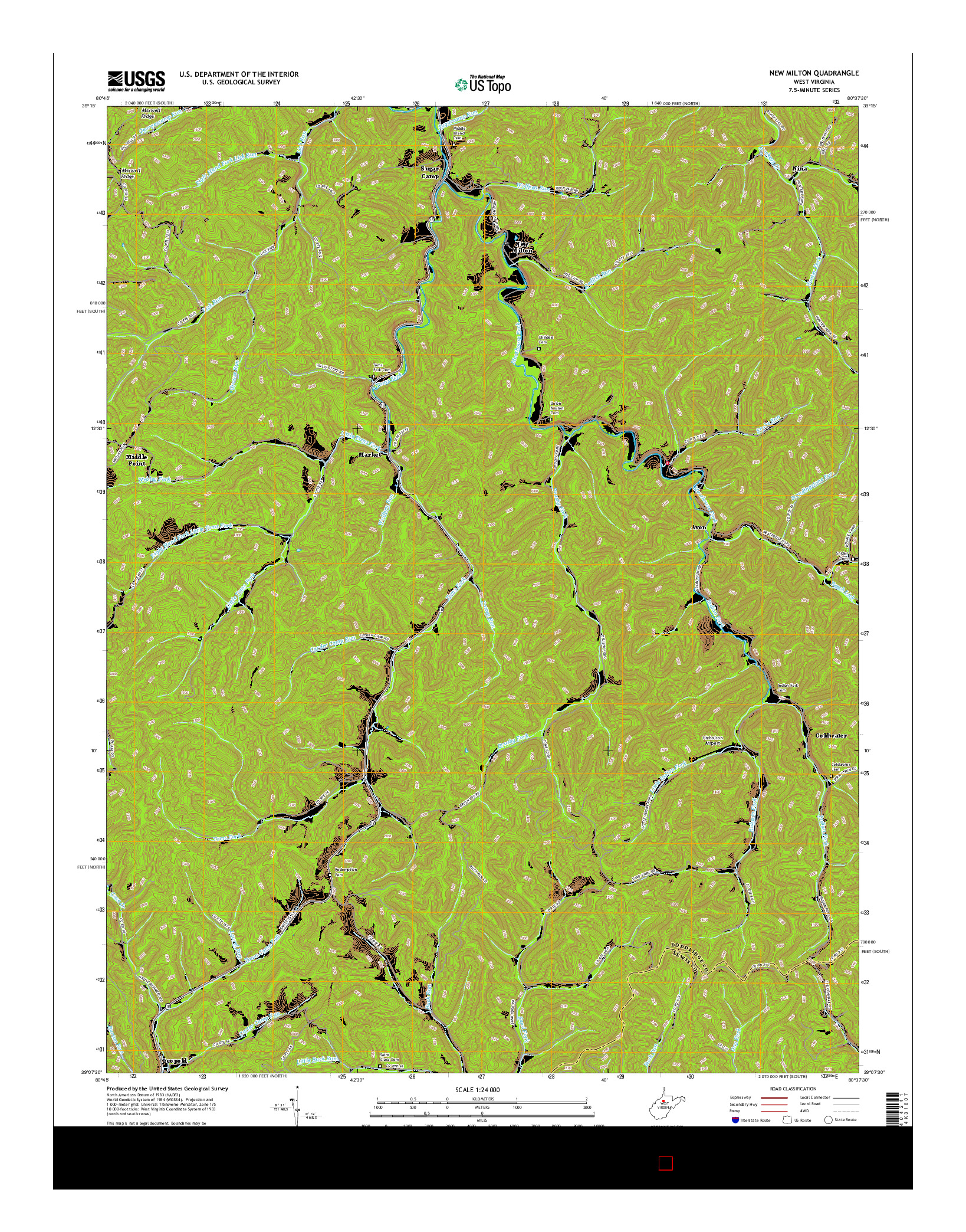 USGS US TOPO 7.5-MINUTE MAP FOR NEW MILTON, WV 2016