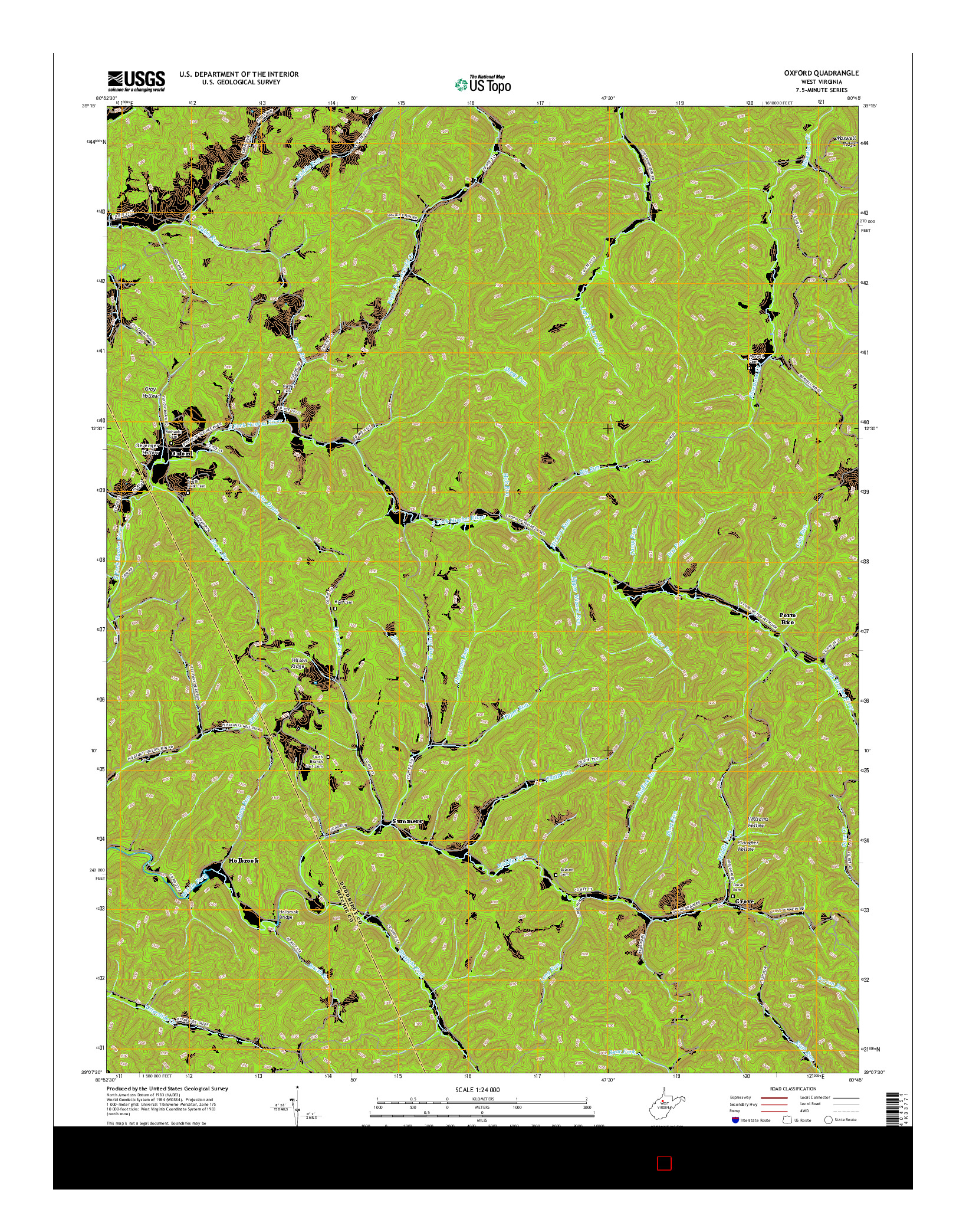 USGS US TOPO 7.5-MINUTE MAP FOR OXFORD, WV 2016