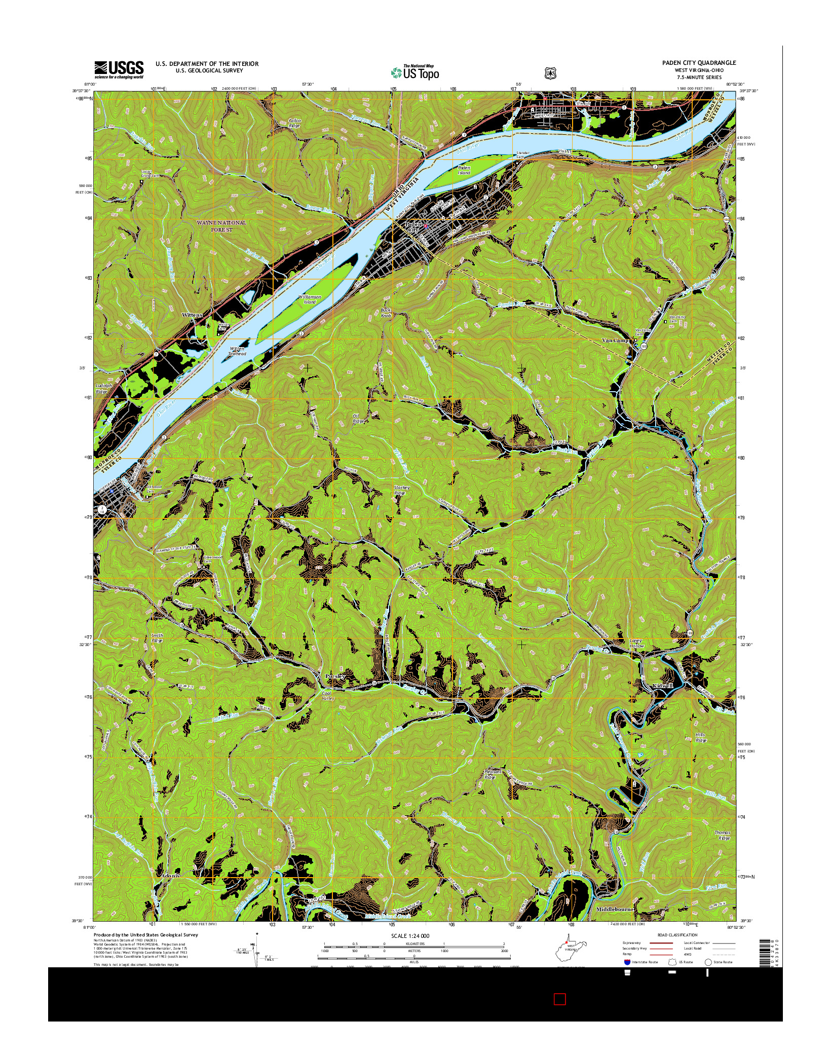 USGS US TOPO 7.5-MINUTE MAP FOR PADEN CITY, WV-OH 2016