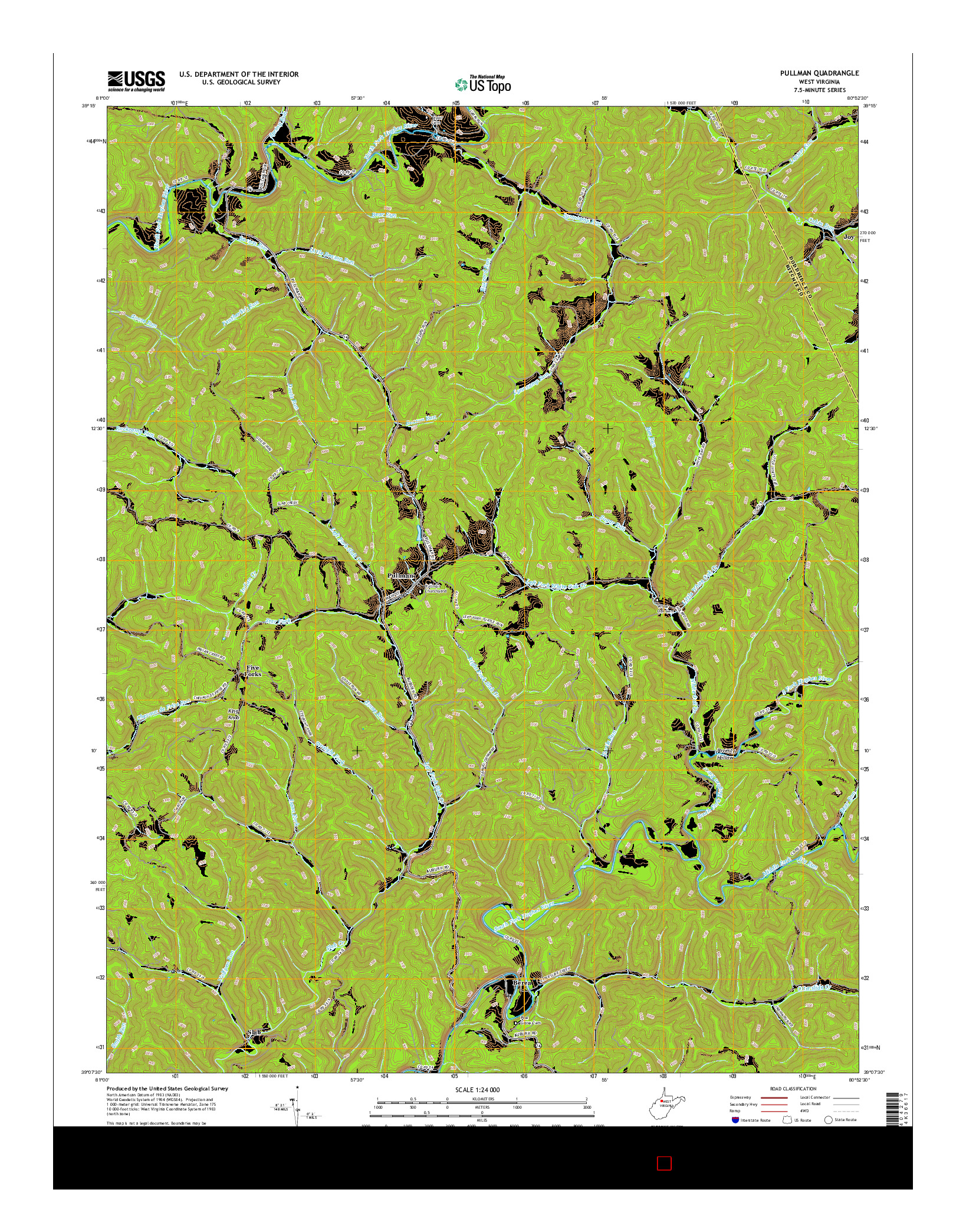 USGS US TOPO 7.5-MINUTE MAP FOR PULLMAN, WV 2016