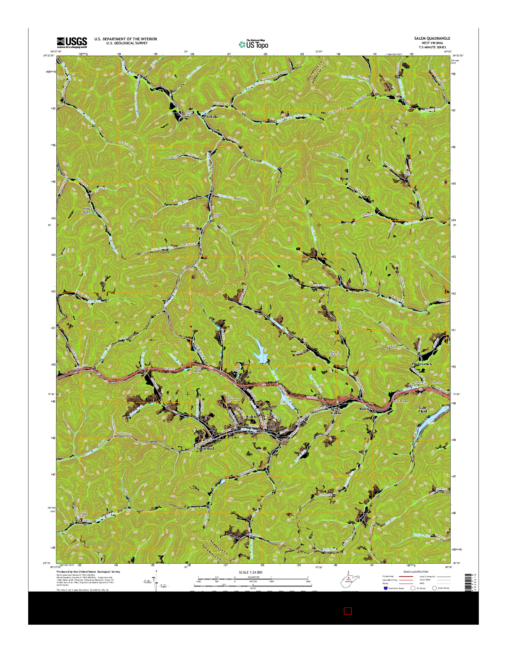 USGS US TOPO 7.5-MINUTE MAP FOR SALEM, WV 2016